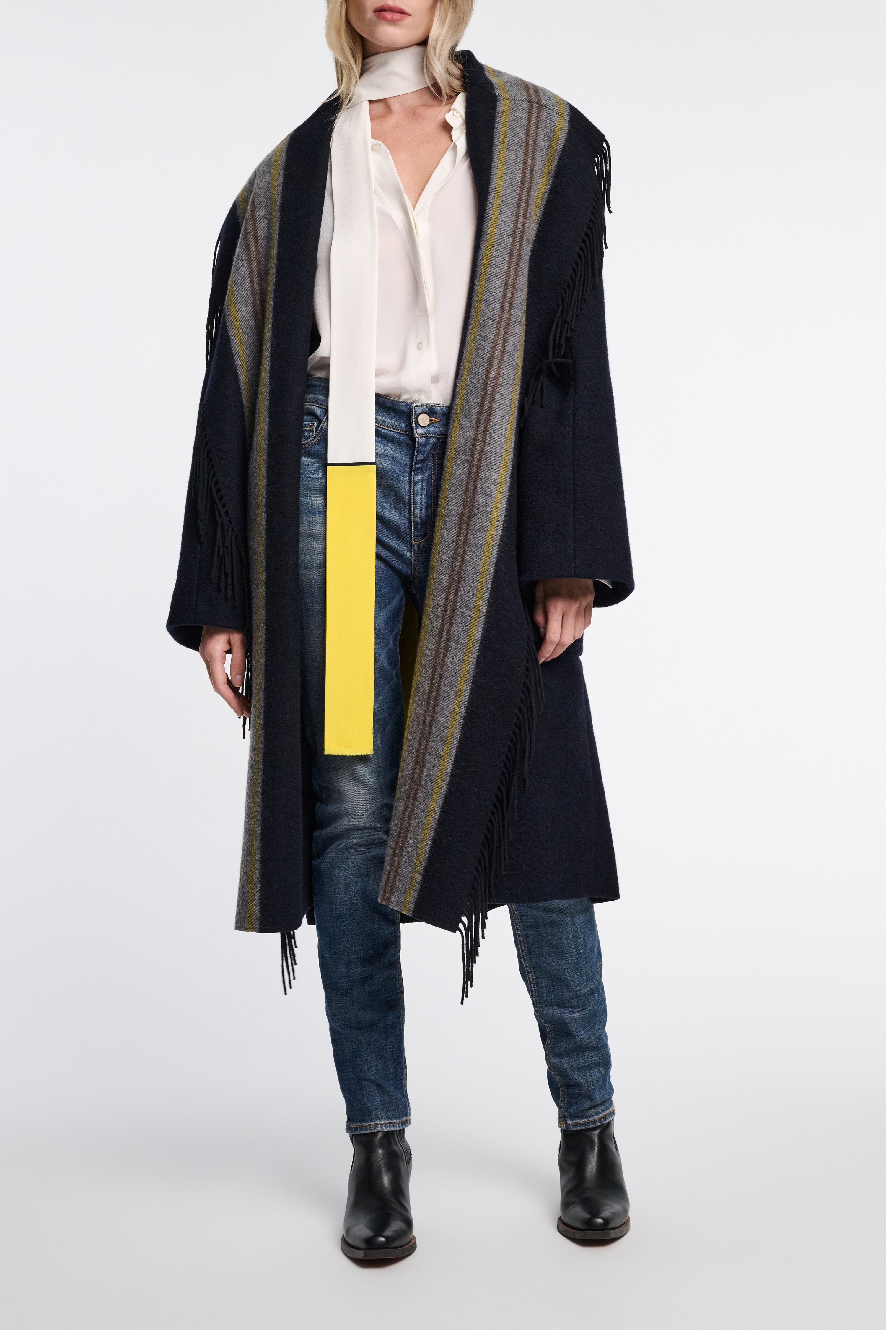 Dorothee Schumacher-STRIPED COMFORT coat-Jacken & Mäntel-Black-Deal-Outlet-by-ARCHIVIST