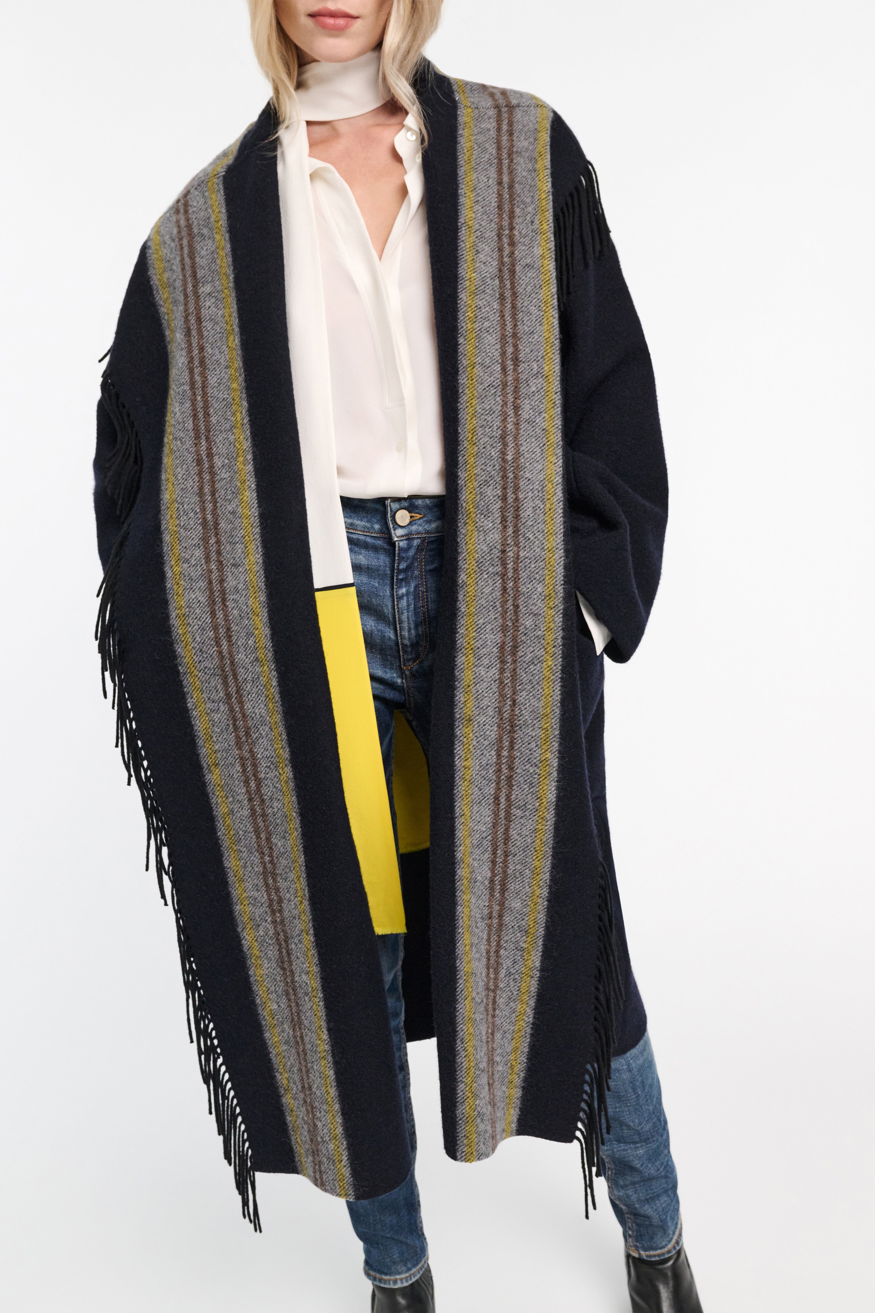 Dorothee Schumacher-STRIPED COMFORT coat-Jacken & Mäntel-Black-Deal-Outlet-by-ARCHIVIST