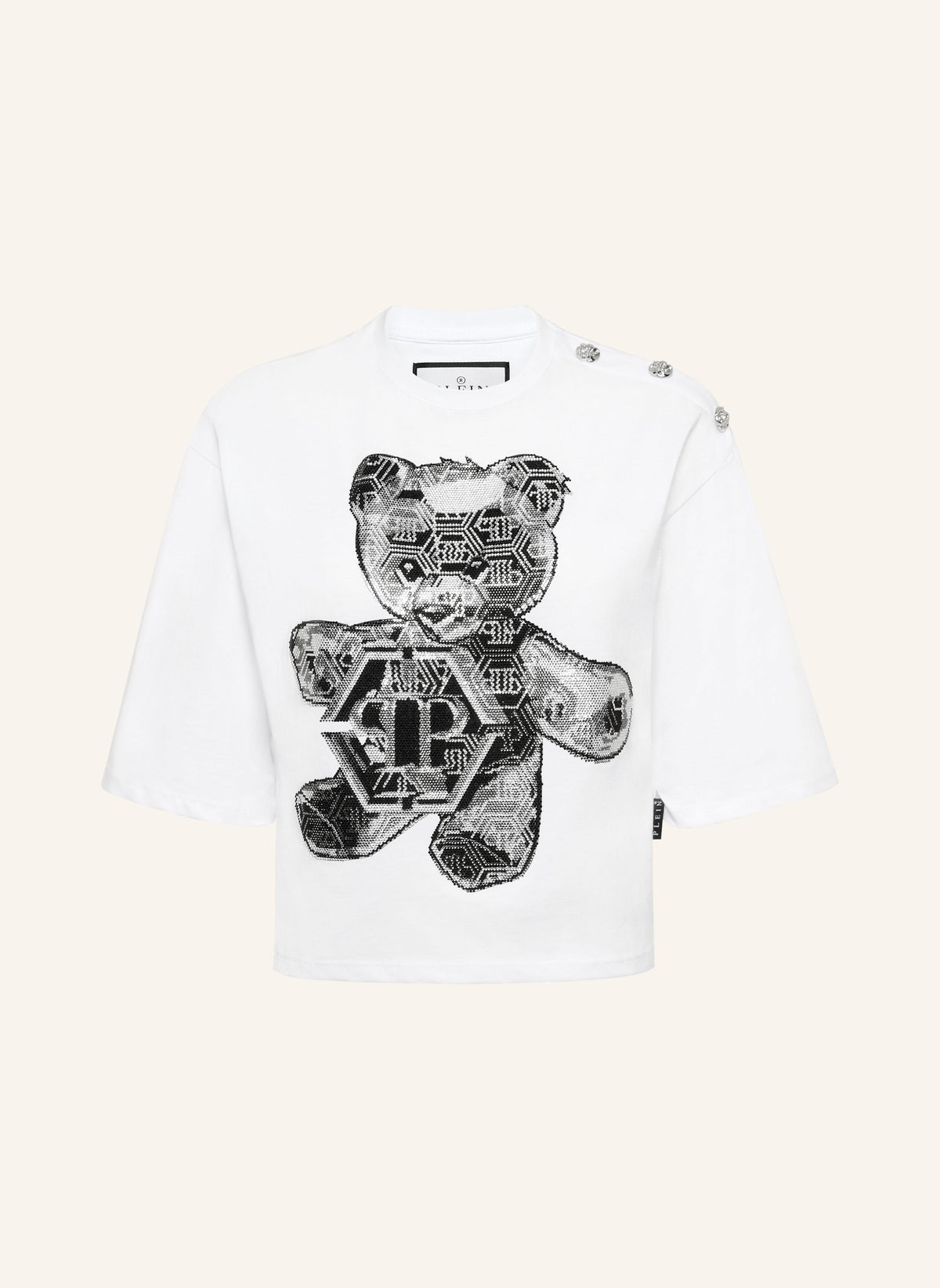 Cropped Round Neck T-Shirt 3D Teddy