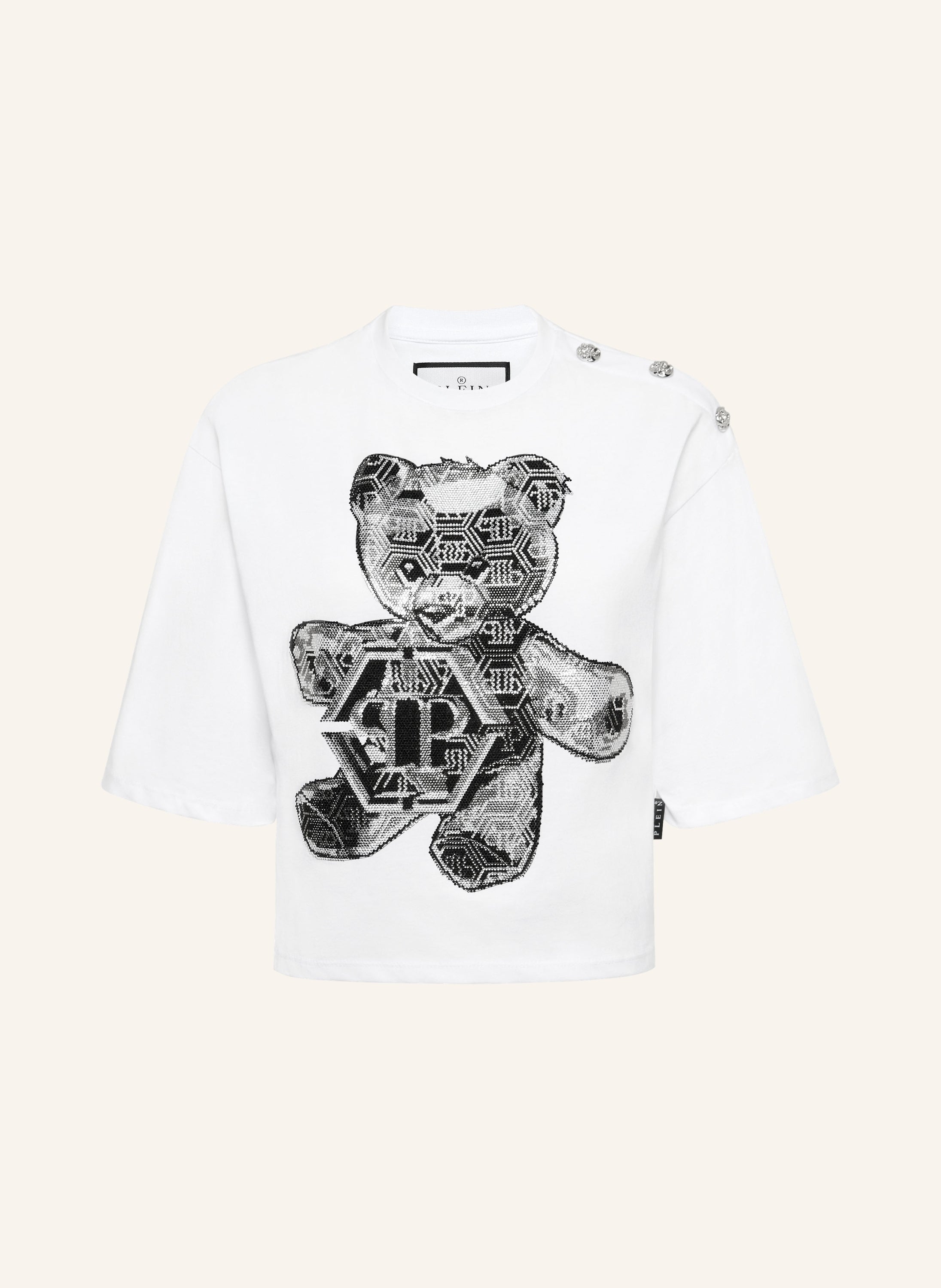 Cropped Round Neck T-Shirt 3D Teddy