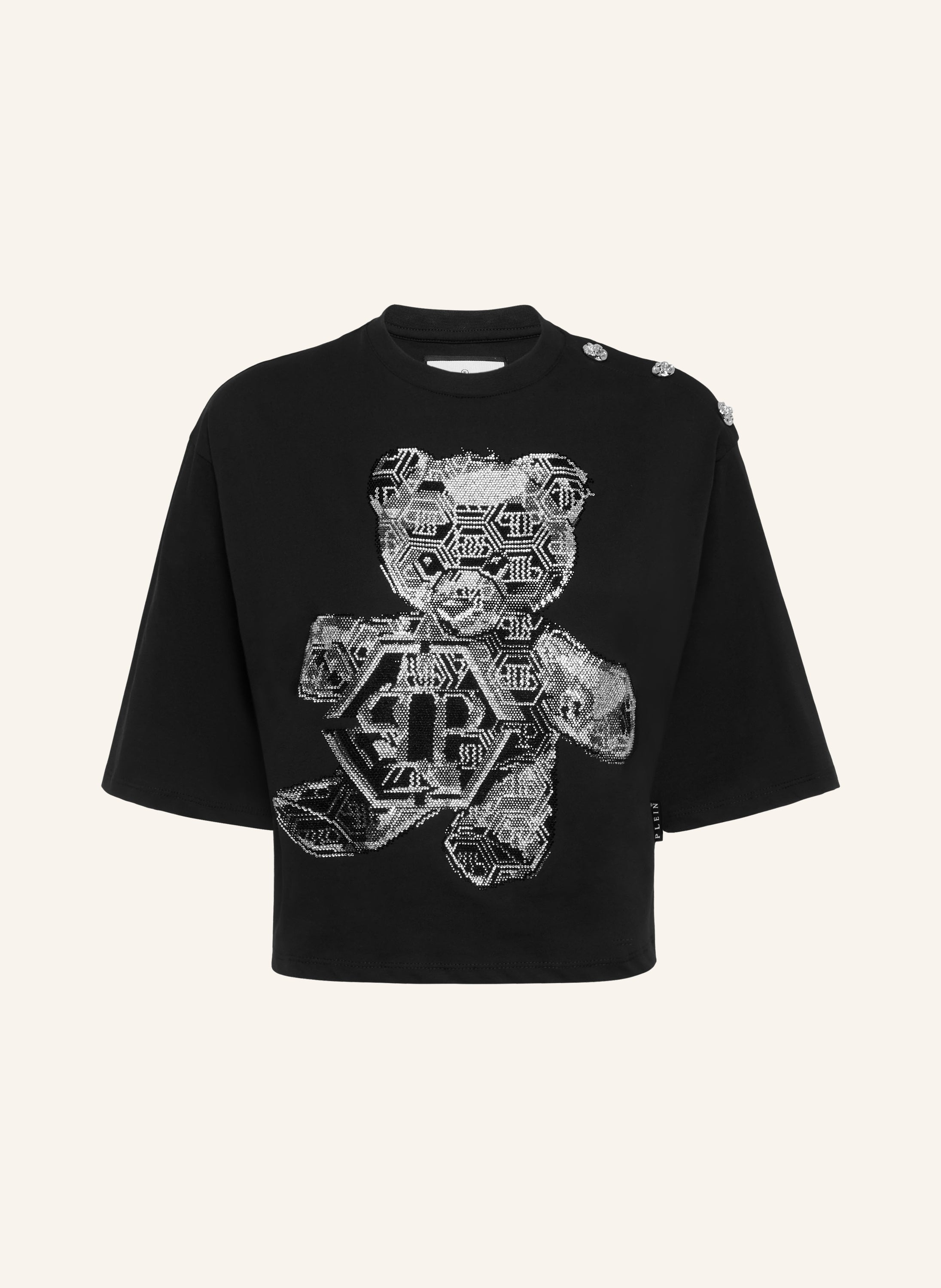 Cropped Round Neck T-Shirt 3D Teddy