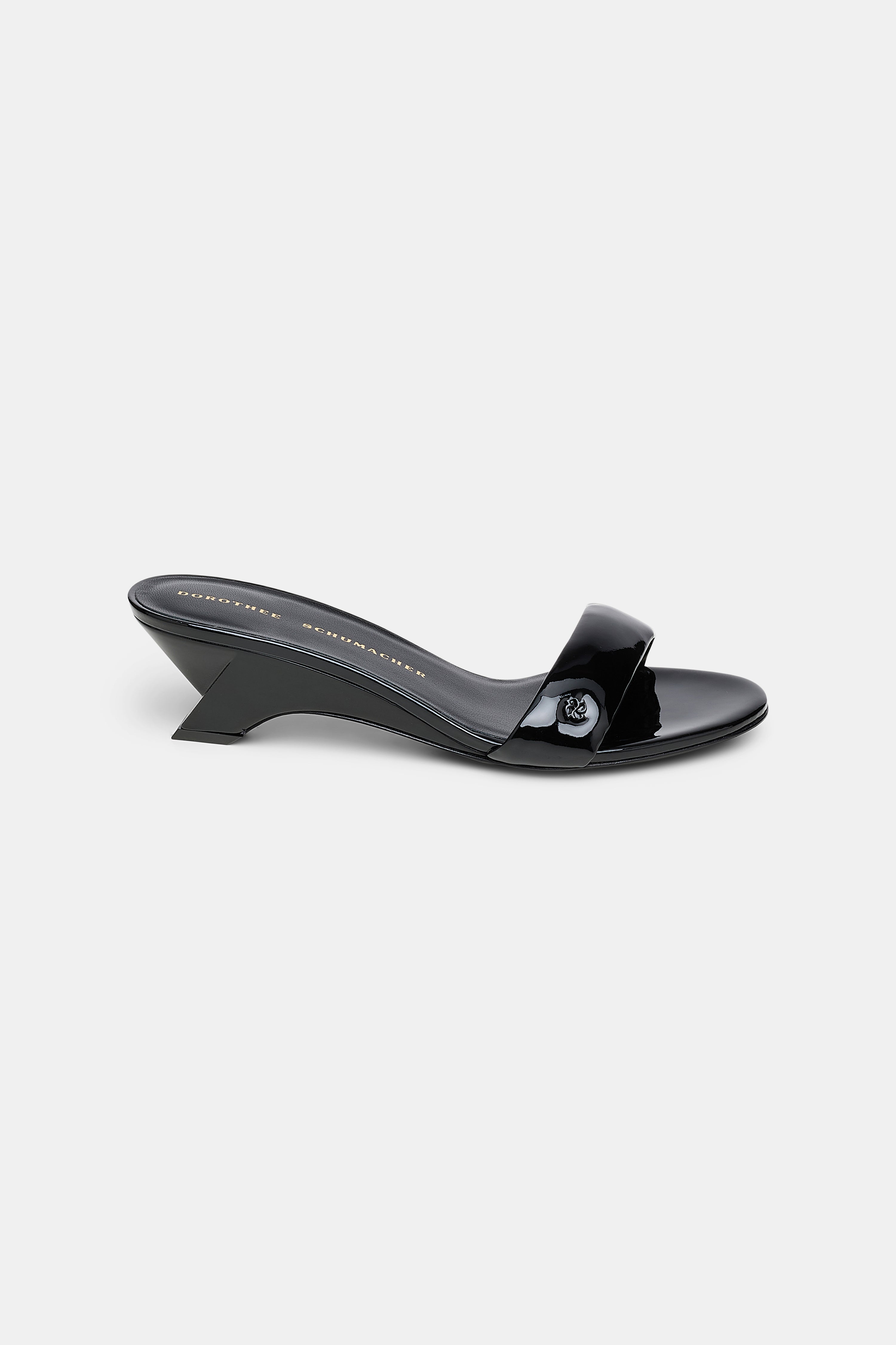 GLOSSY SHINE wedge mule