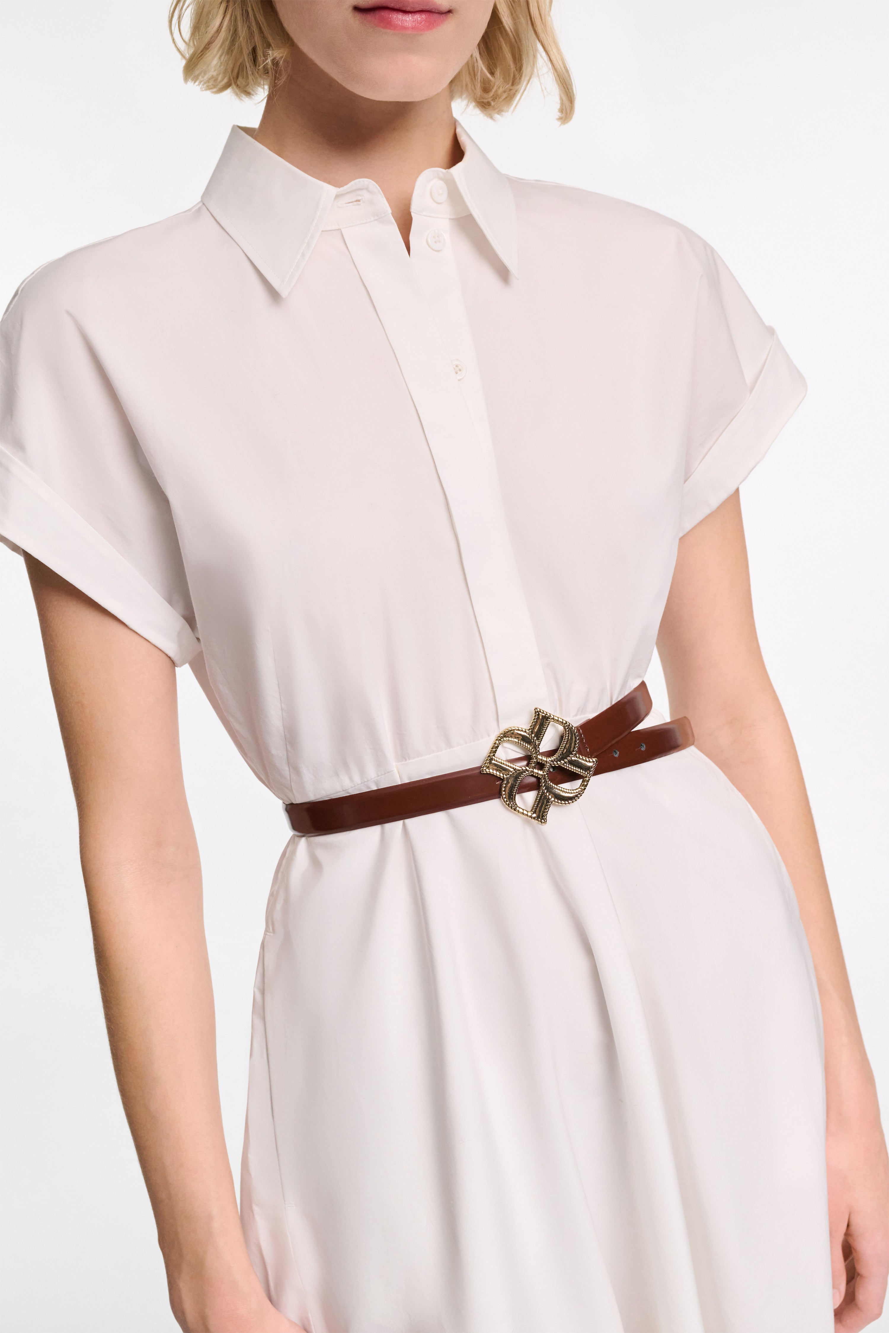SUBTLE SHINE d rose buckle belt
