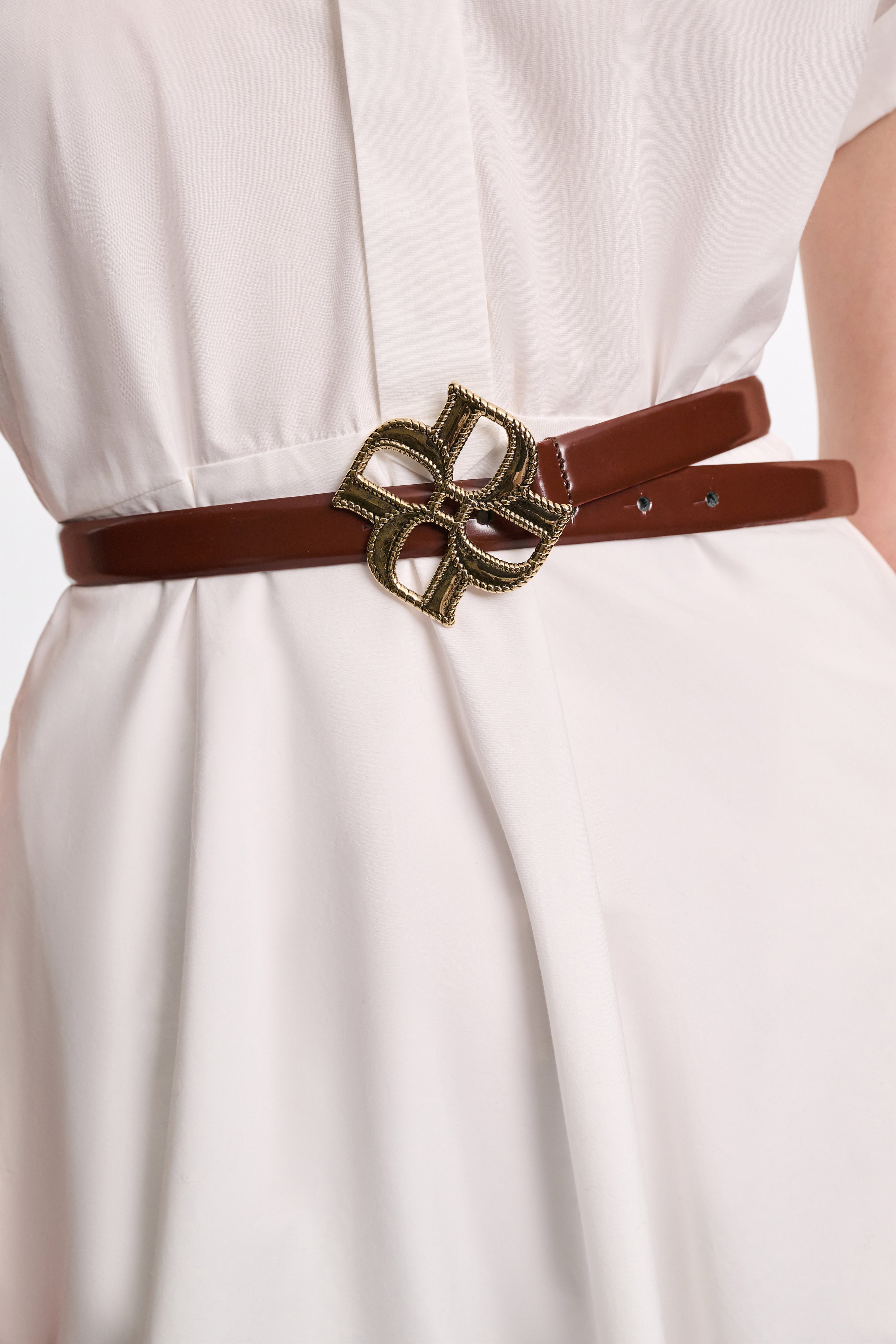 SUBTLE SHINE d rose buckle belt