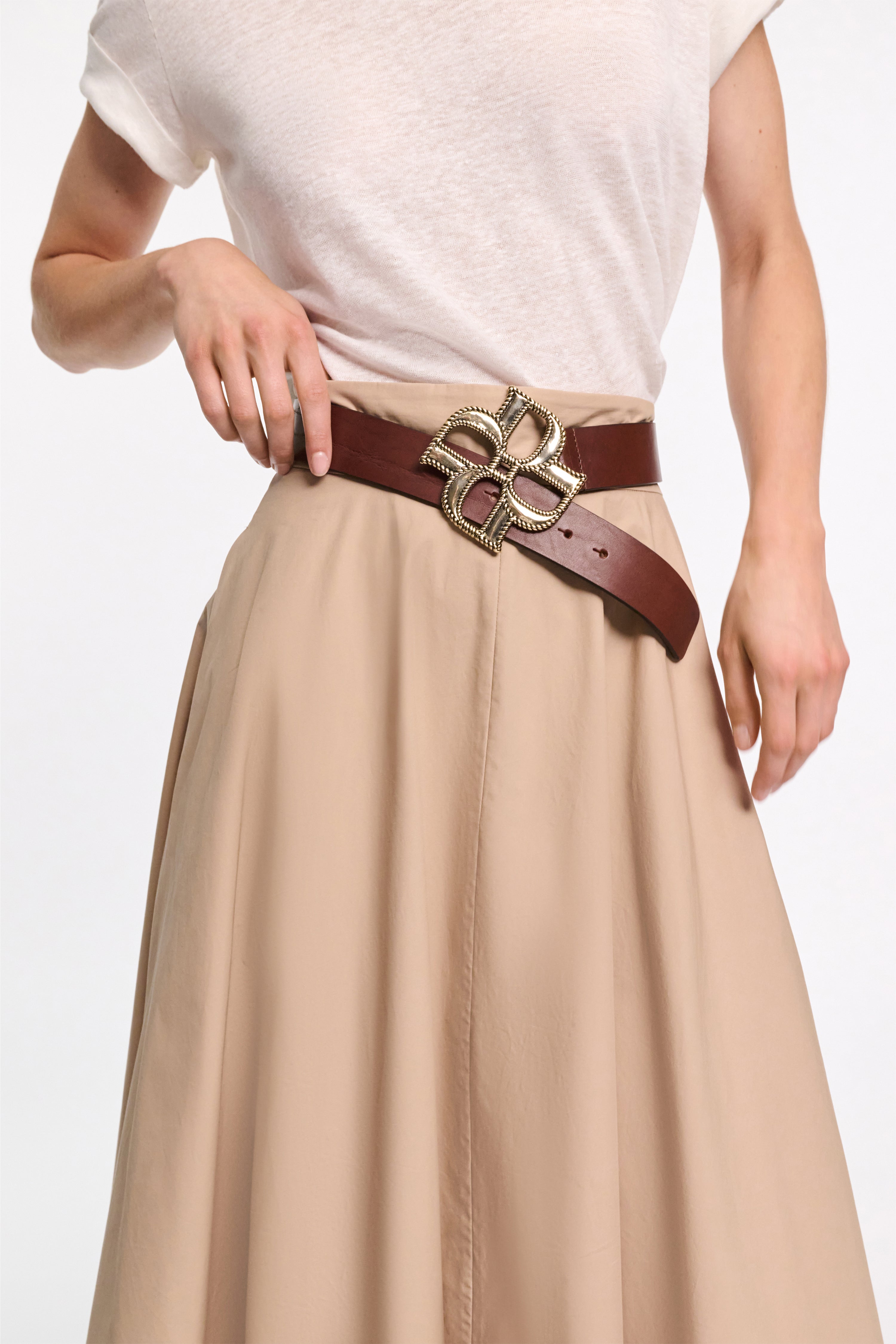 VINTAGE ROSE drose belt 4cm vintage cuoio