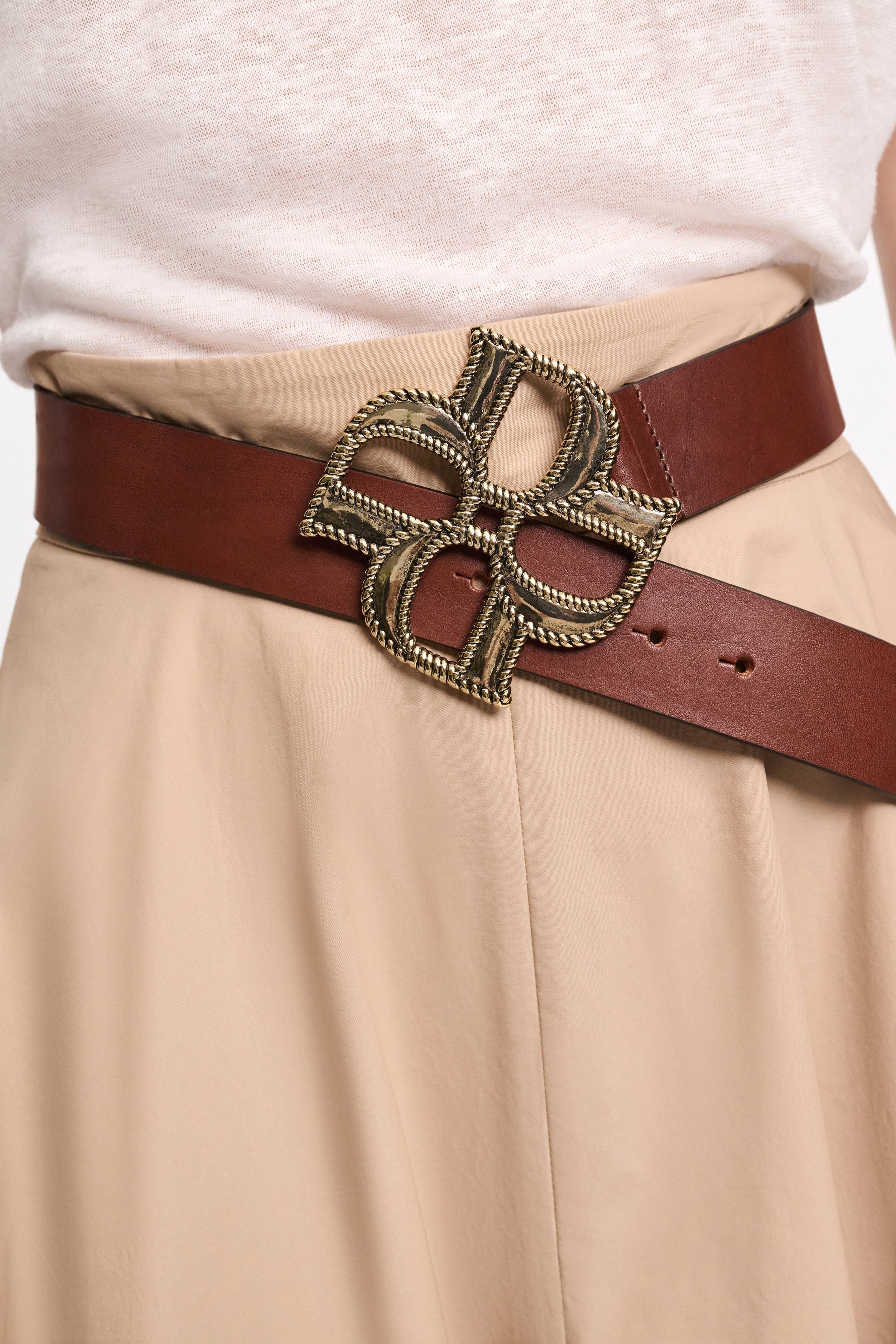 VINTAGE ROSE drose belt 4cm vintage cuoio