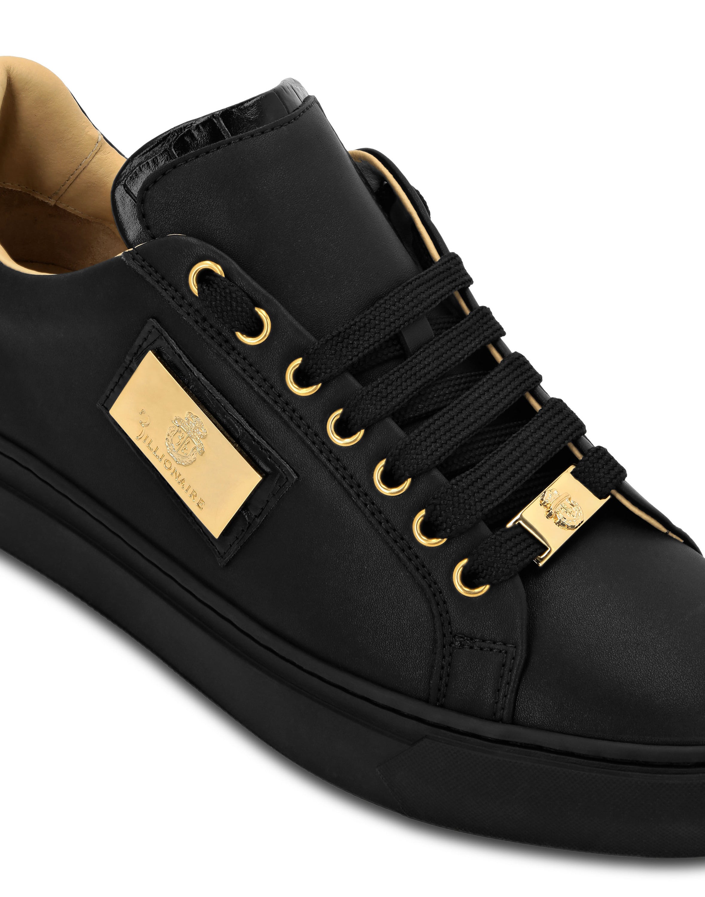 Croco Printed Nappa Leather Lo-Top Sneakers