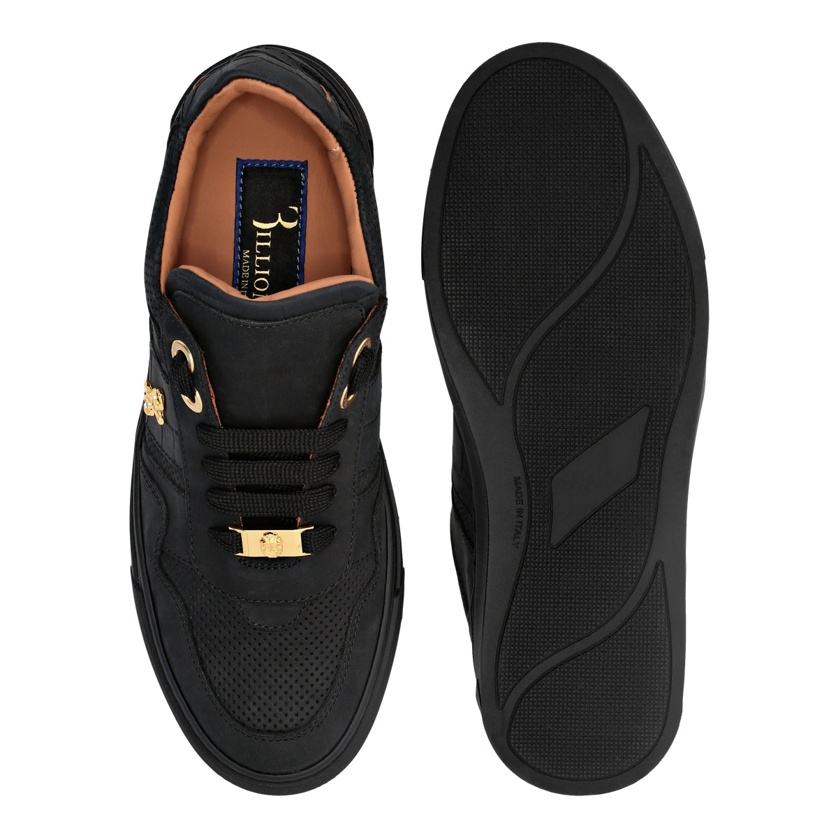 Nubuck Croco Printed Lo-Top Sneakers