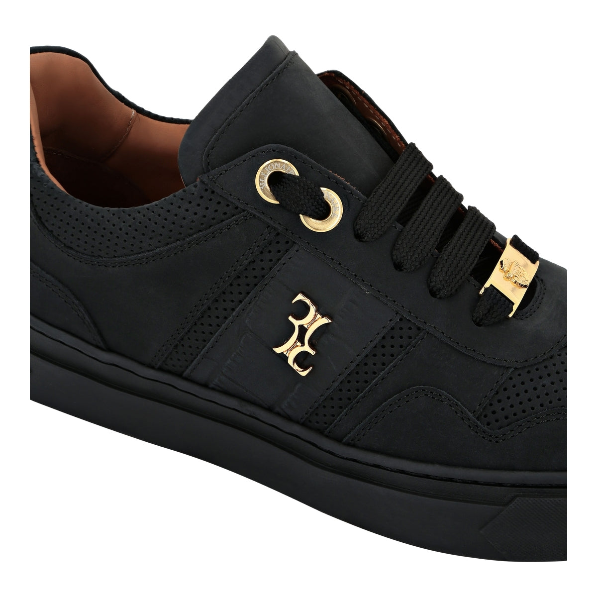 Nubuck Croco Printed Lo-Top Sneakers
