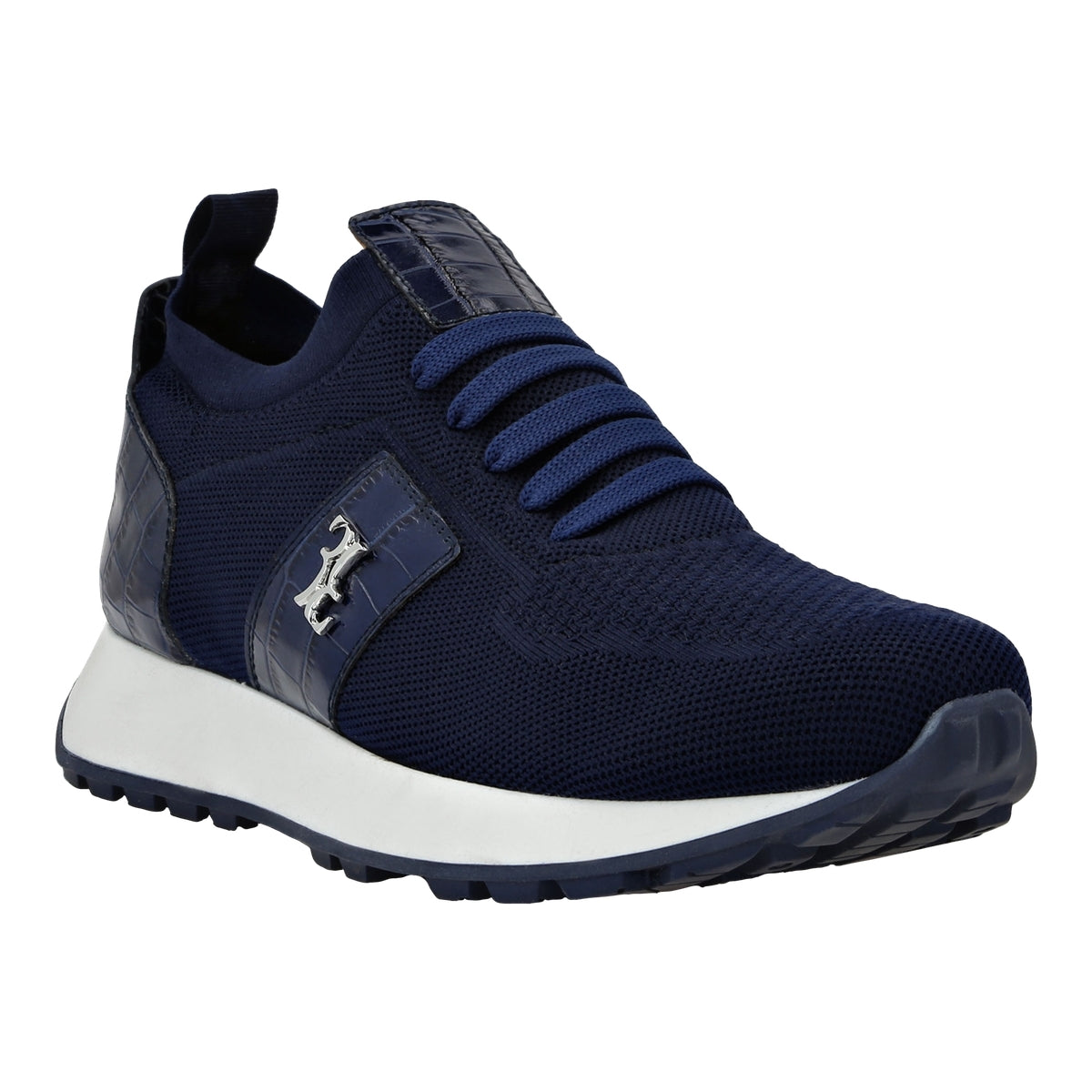 Nubuck Croco Printed Lo-Top Sneakers