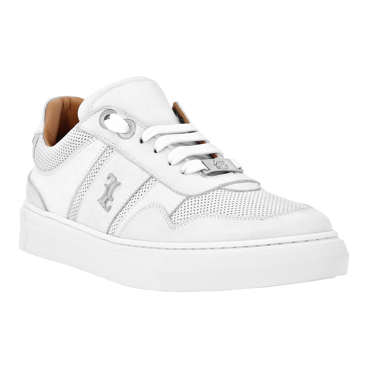 Nubuck Croco Printed Lo-Top Sneakers