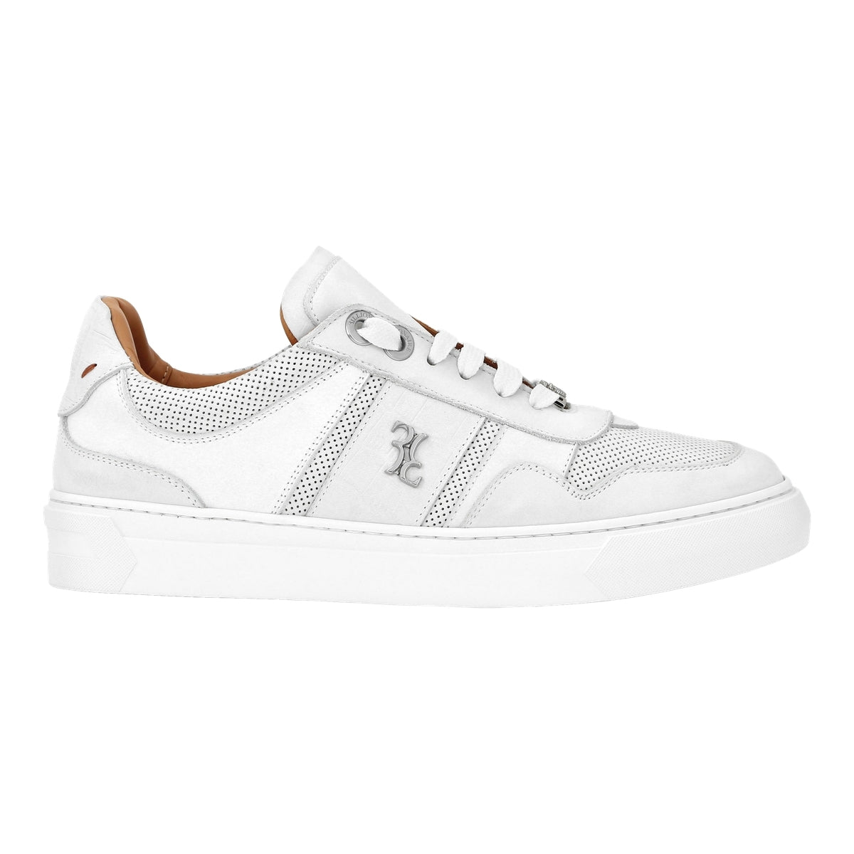 Nubuck Croco Printed Lo-Top Sneakers