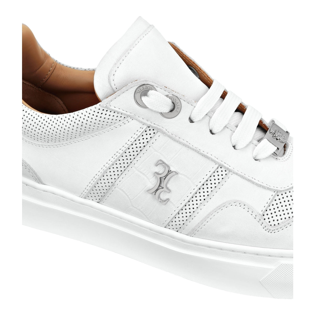 Nubuck Croco Printed Lo-Top Sneakers