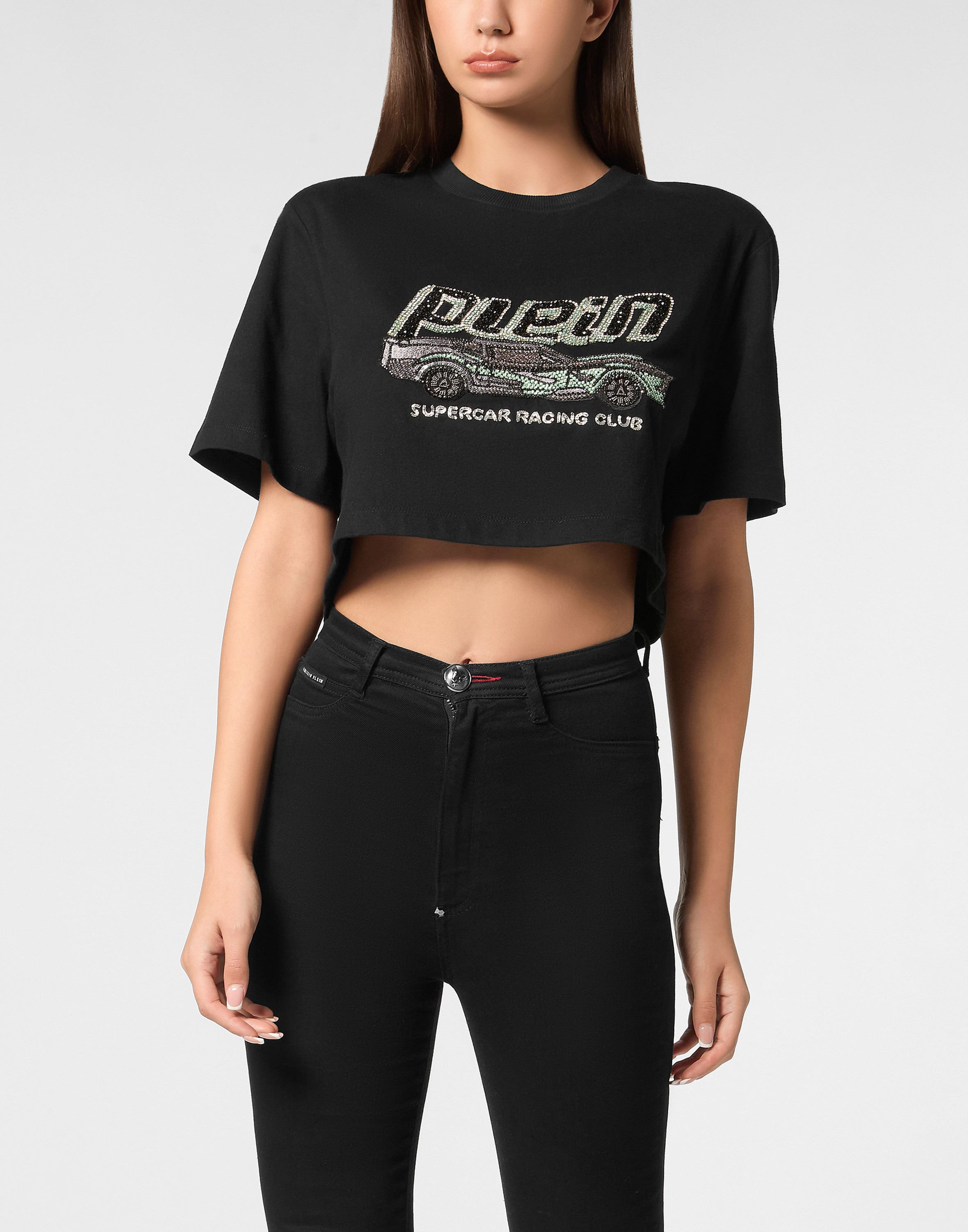 T-shirt Crop Plein Car