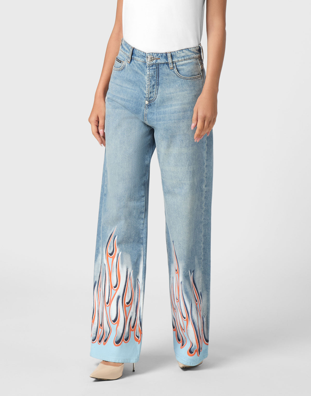 Denim Skater Fit Trousers Flame