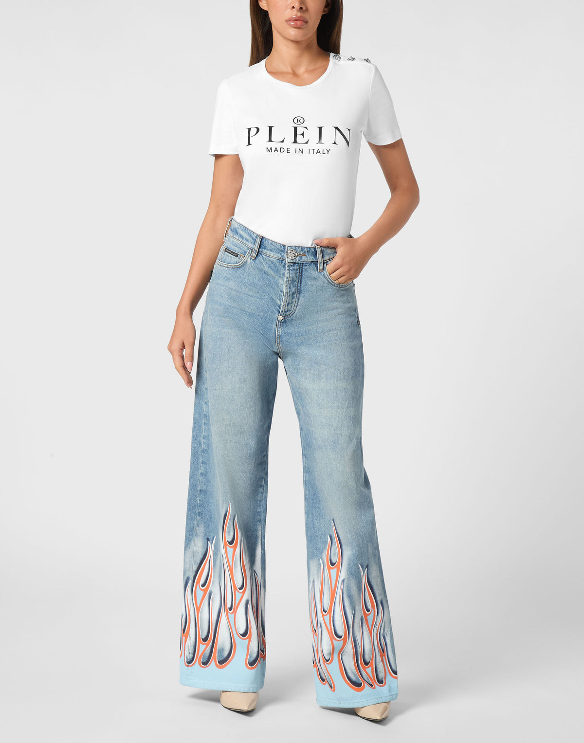 Denim Skater Fit Trousers Flame