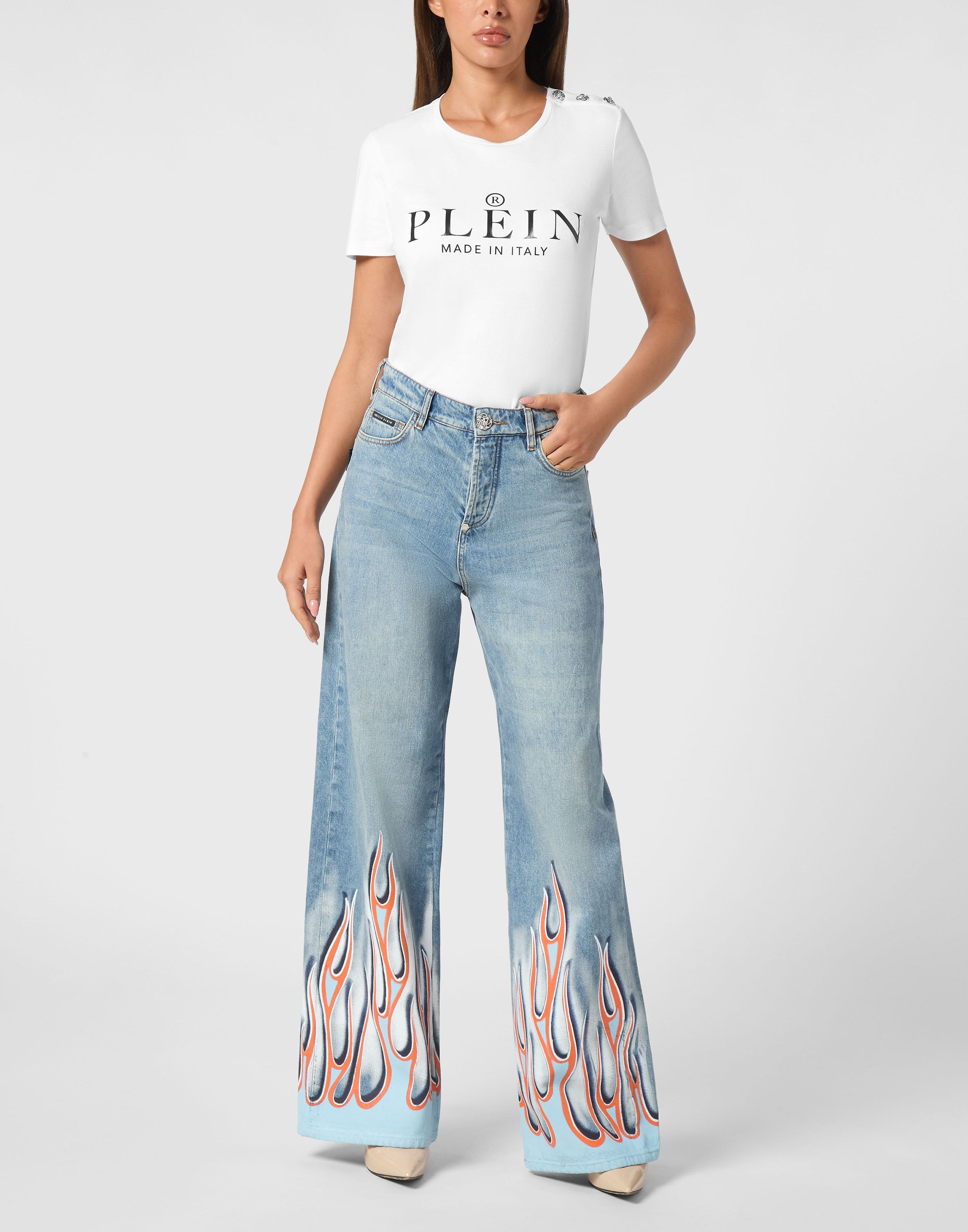 Denim Skater Fit Trousers Flame