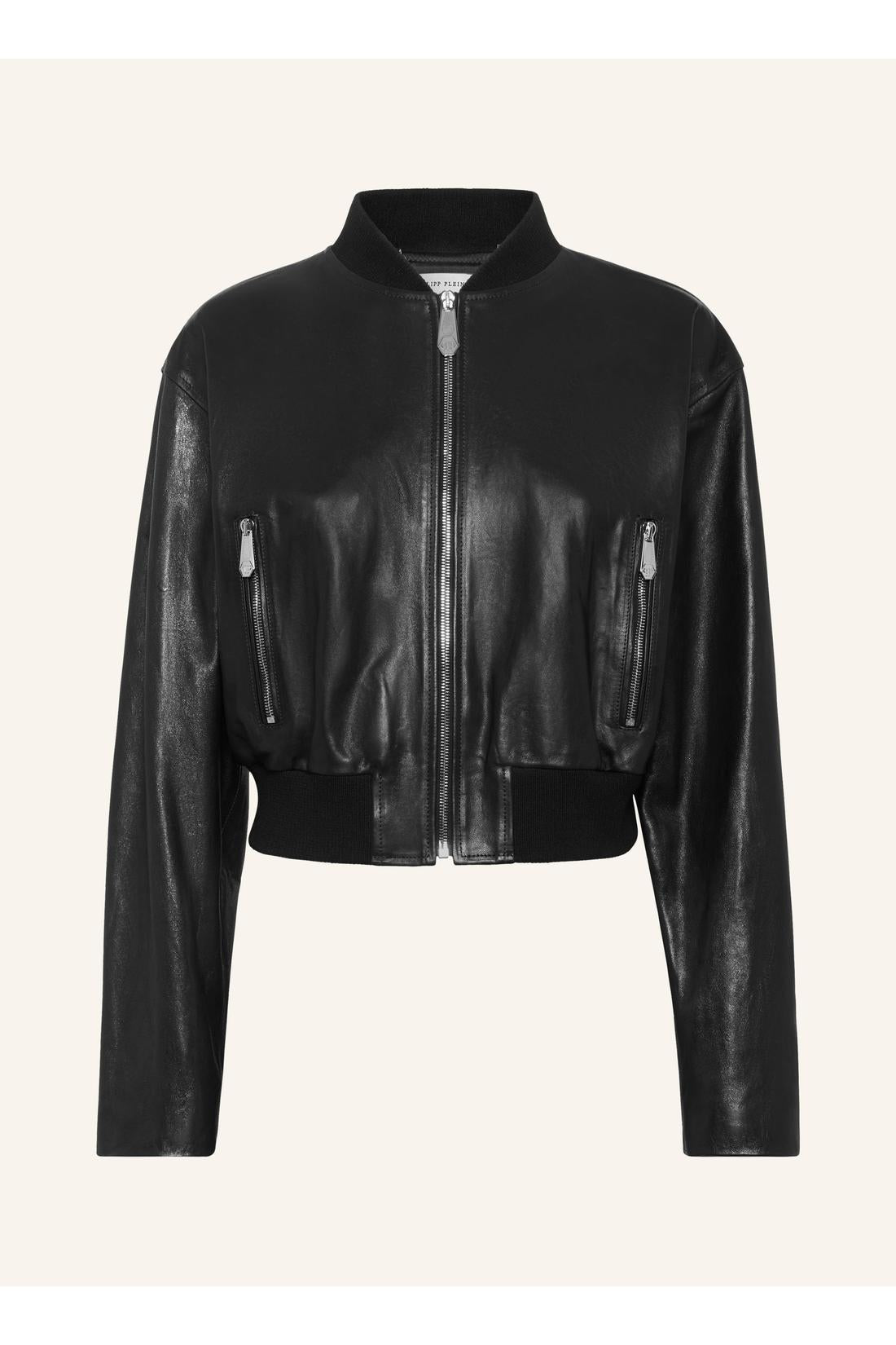 Philipp Plein Leather Bomber SIGNATURE, Jacken & Mäntel