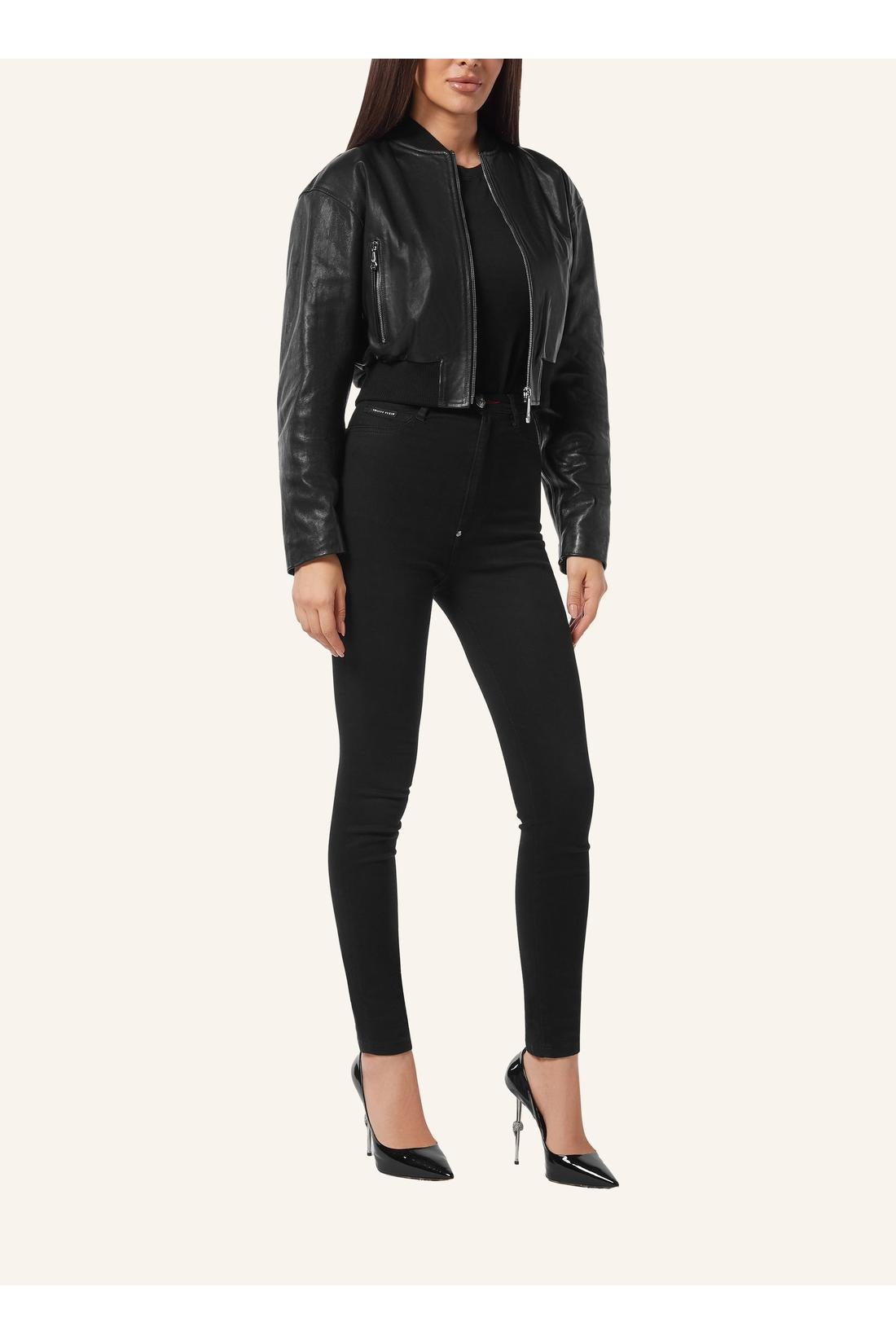 Philipp Plein Leather Bomber SIGNATURE, Jacken & Mäntel