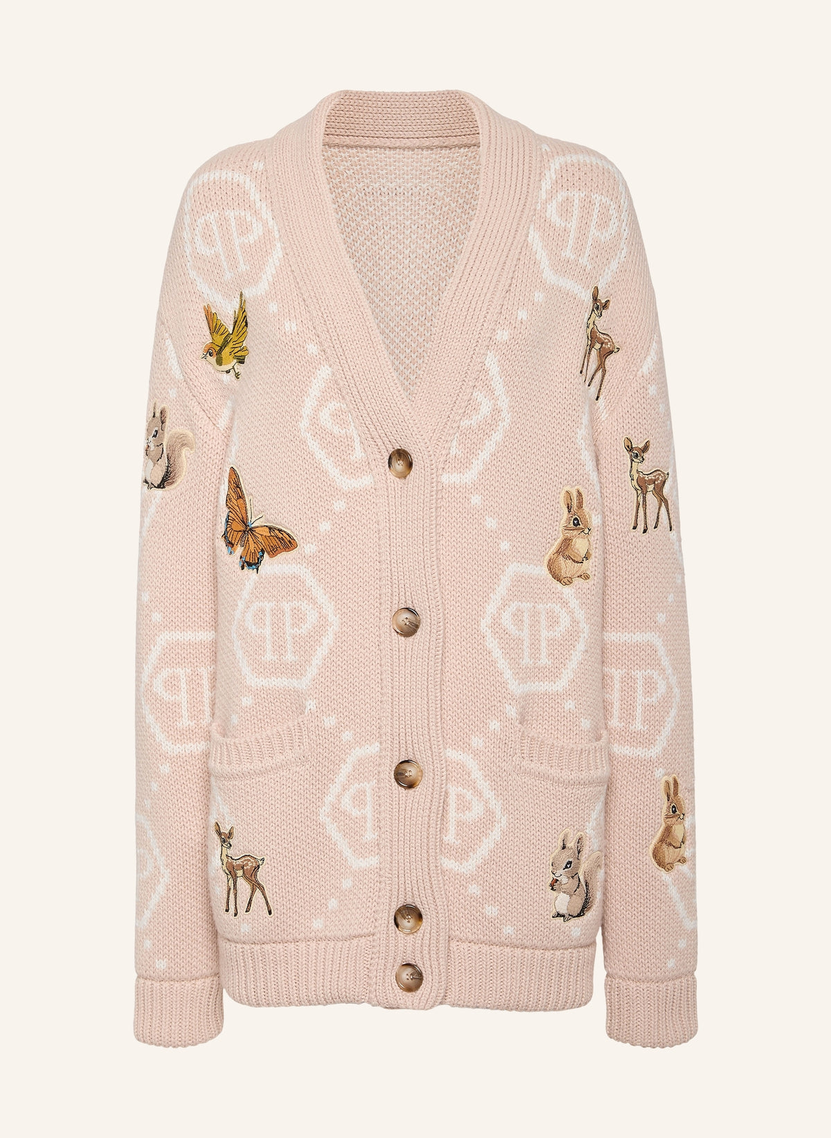 Long Oversized Cardigan with Fairy Embroidery