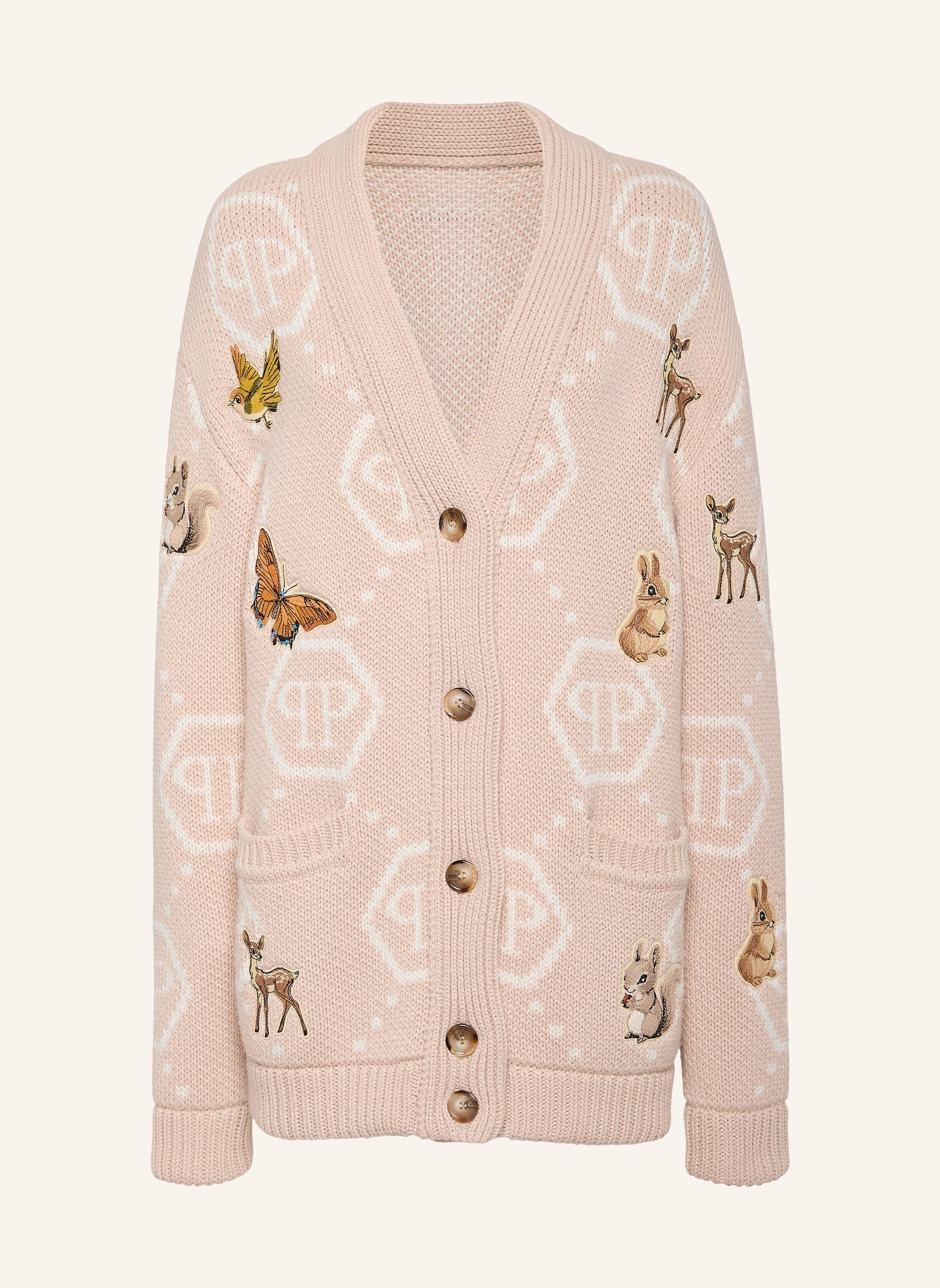 Long Oversized Cardigan with Fairy Embroidery
