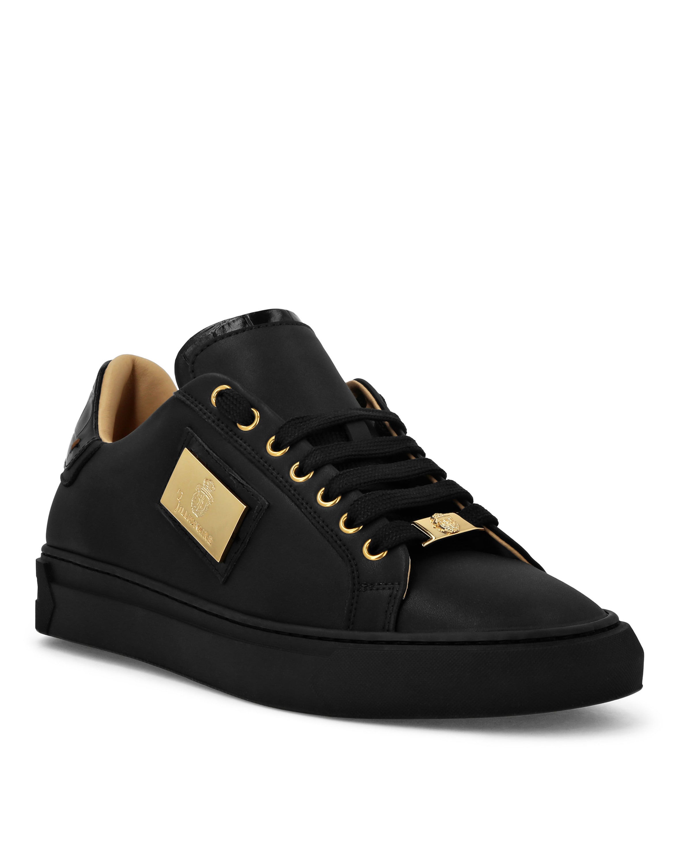 Croco Printed Nappa Leather Lo-Top Sneakers
