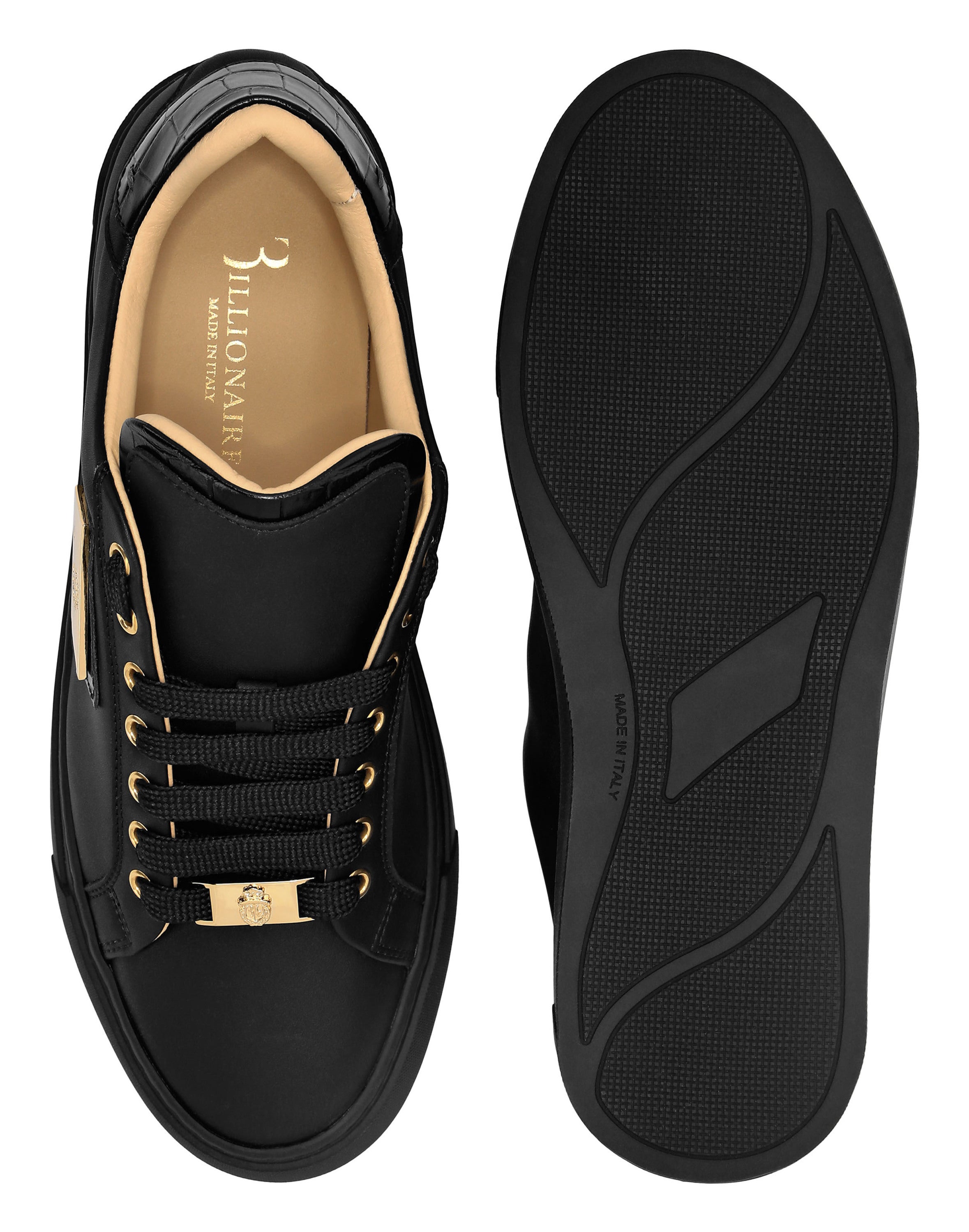 Croco Printed Nappa Leather Lo-Top Sneakers