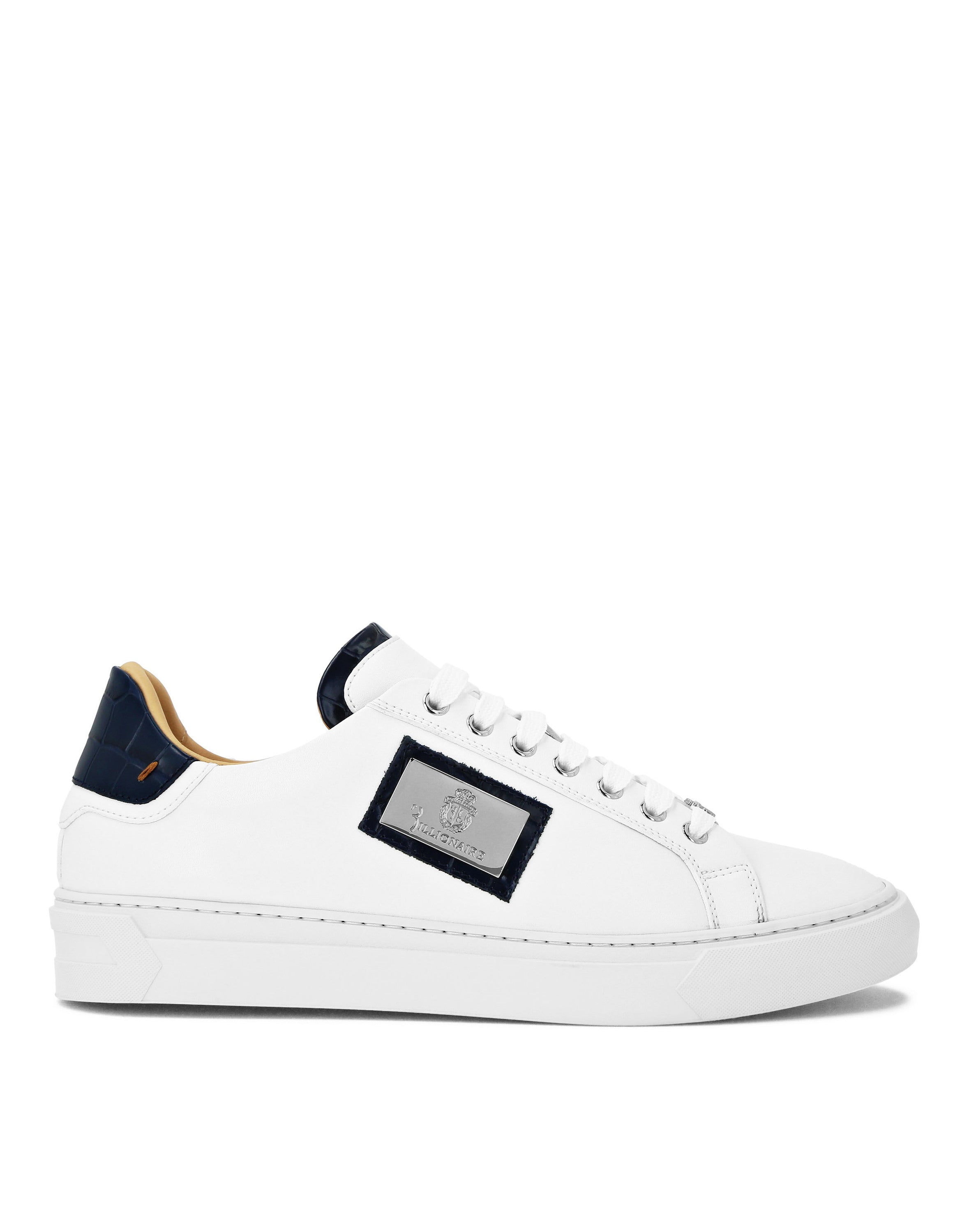 Croco Printed Nappa Leather Lo-Top Sneakers