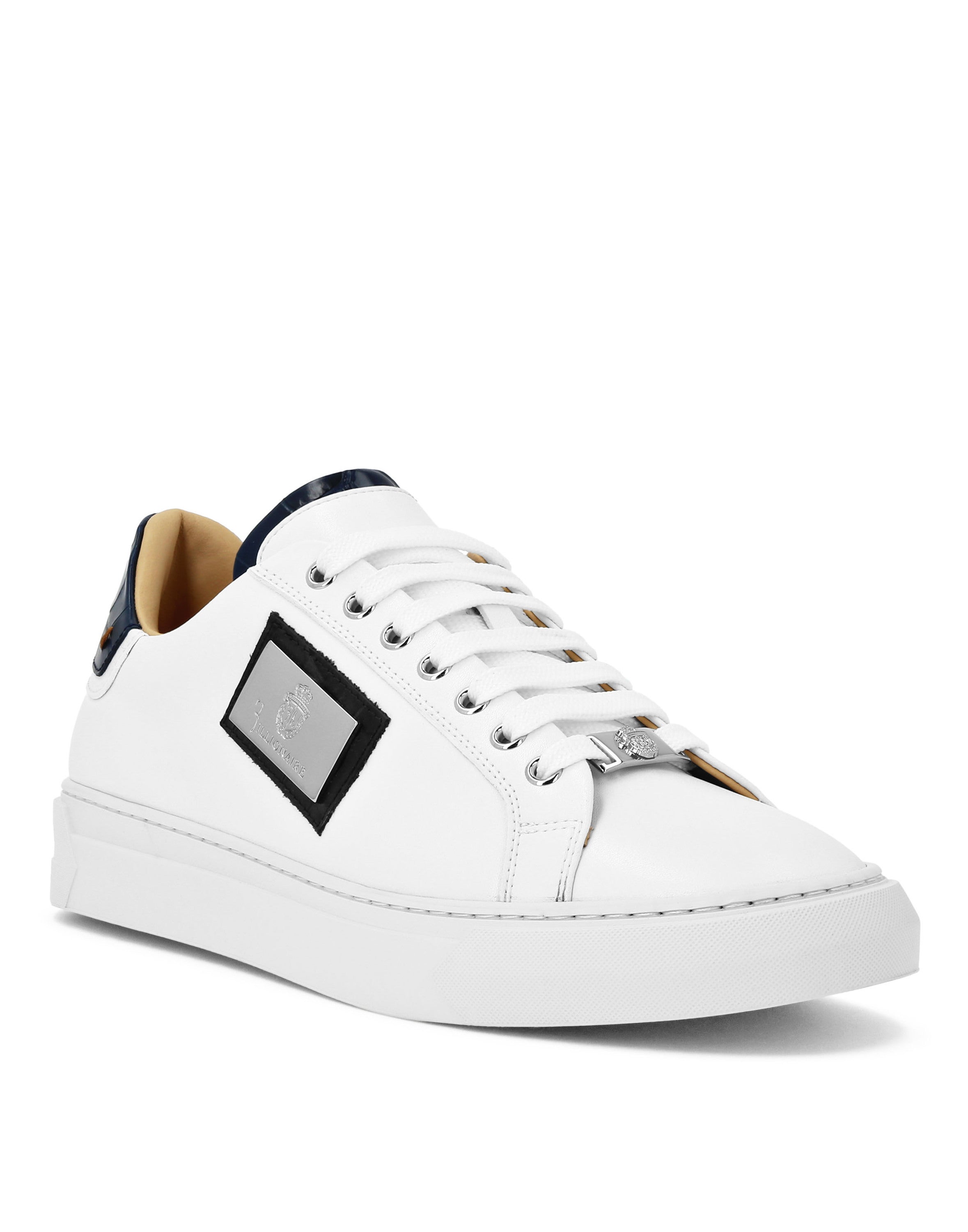 Croco Printed Nappa Leather Lo-Top Sneakers