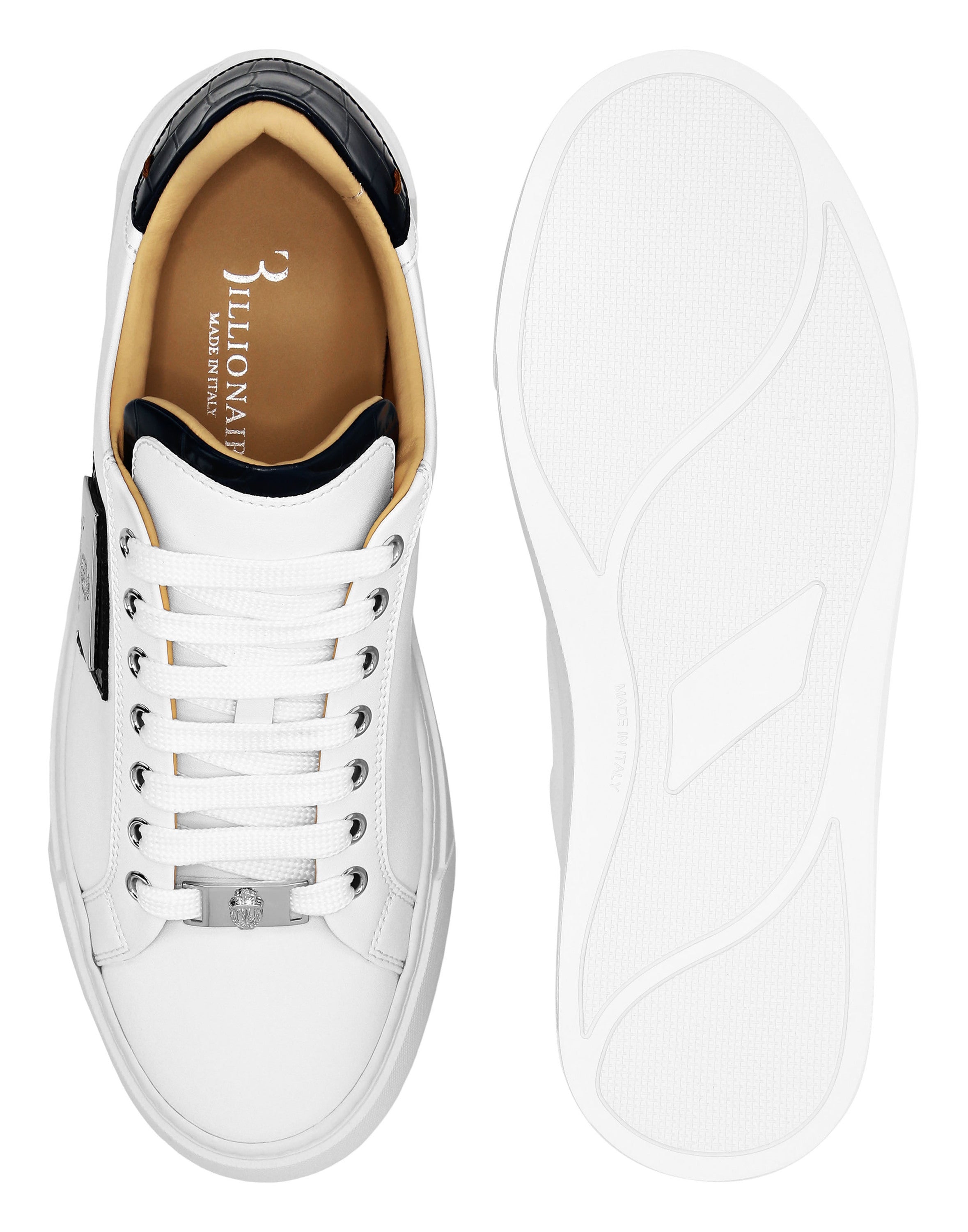 Croco Printed Nappa Leather Lo-Top Sneakers