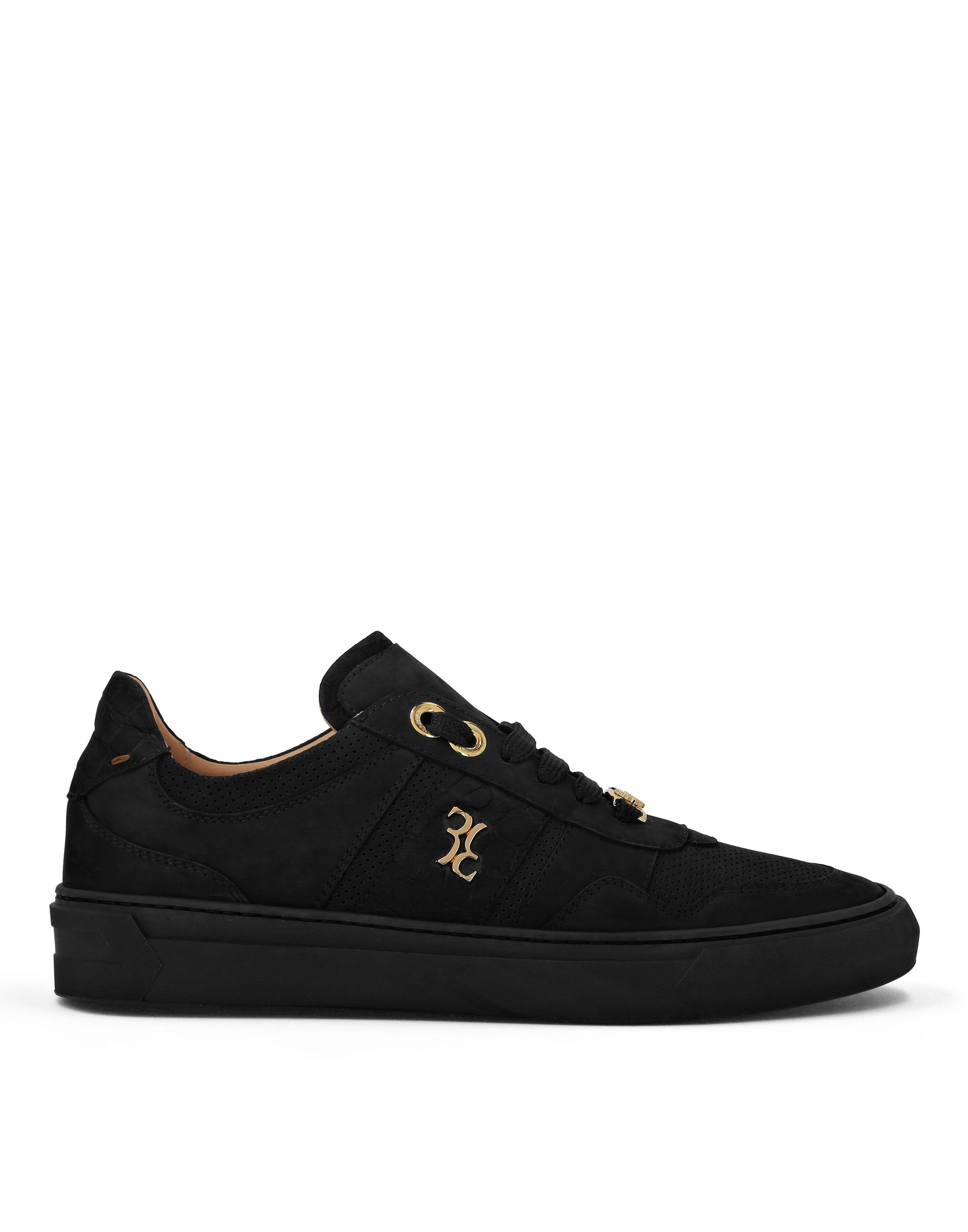 Nubuck Croco Printed Lo-Top Sneakers
