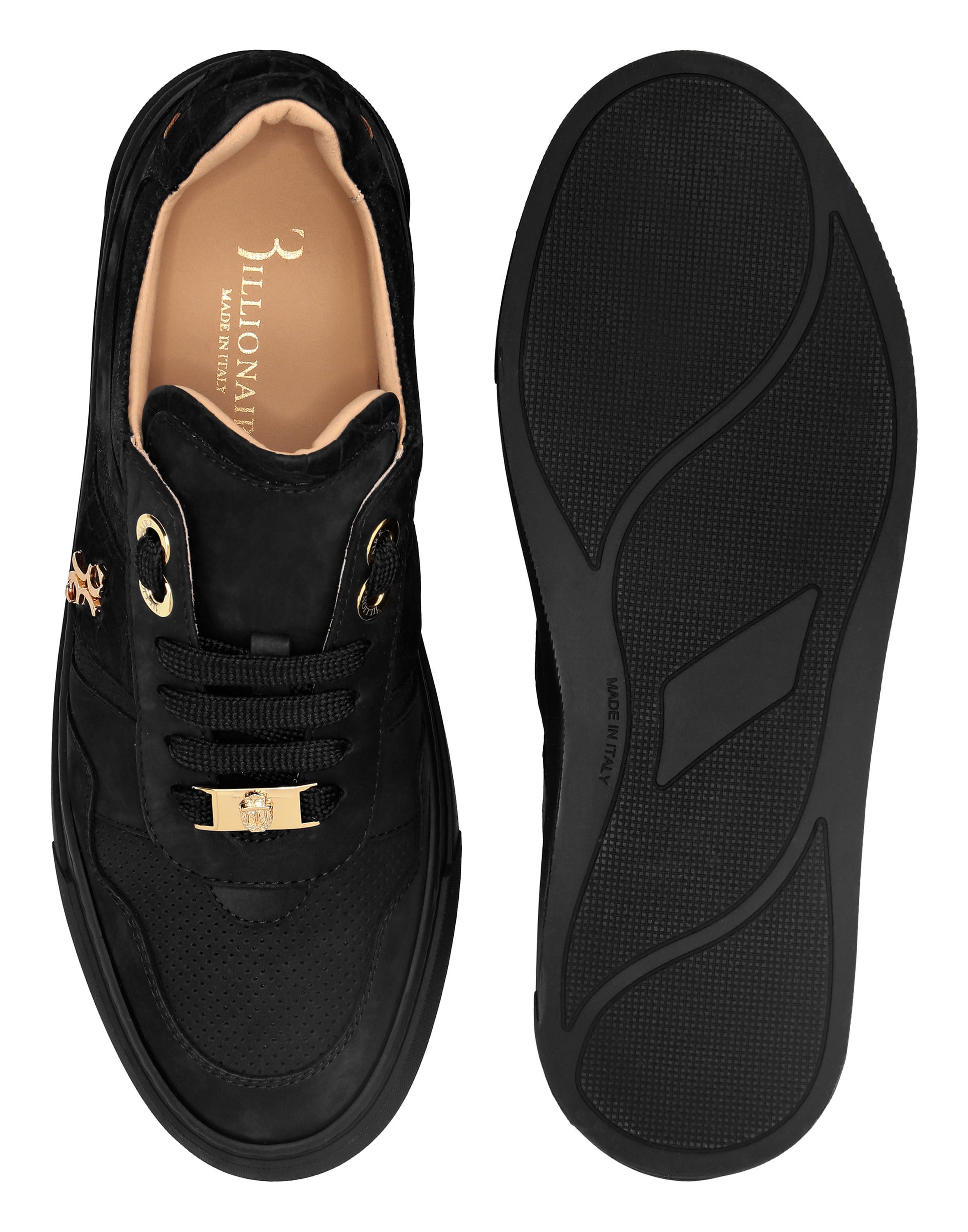 Nubuck Croco Printed Lo-Top Sneakers