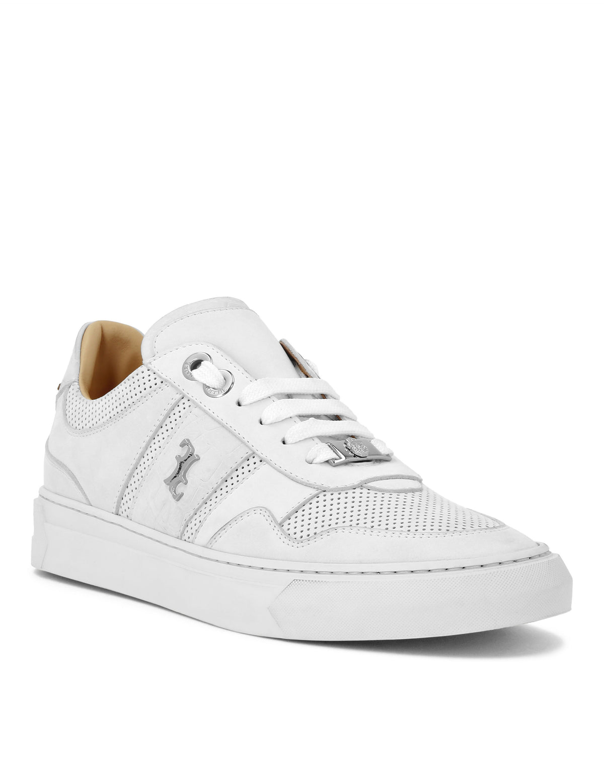 Nubuck Croco Printed Lo-Top Sneakers