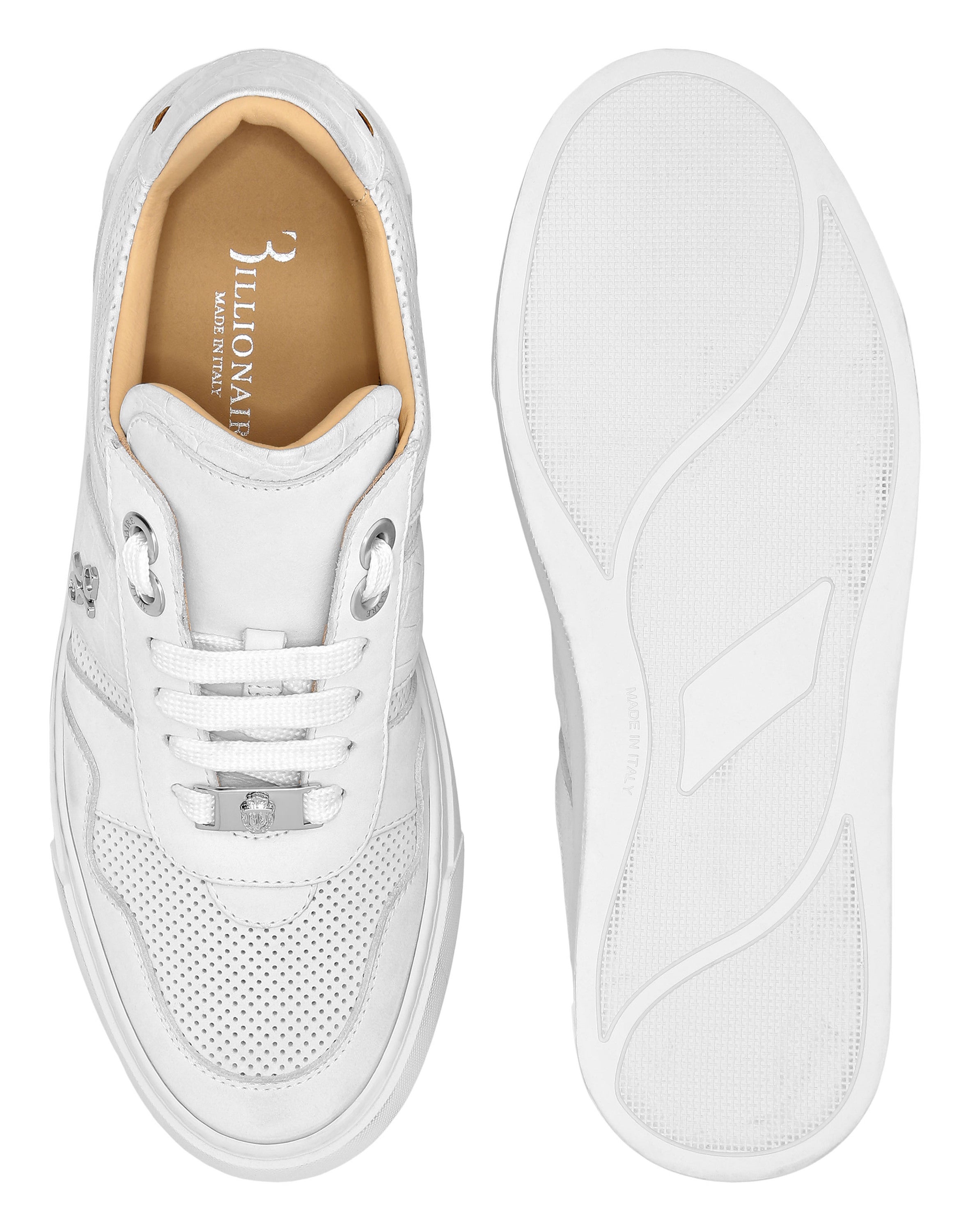 Nubuck Croco Printed Lo-Top Sneakers