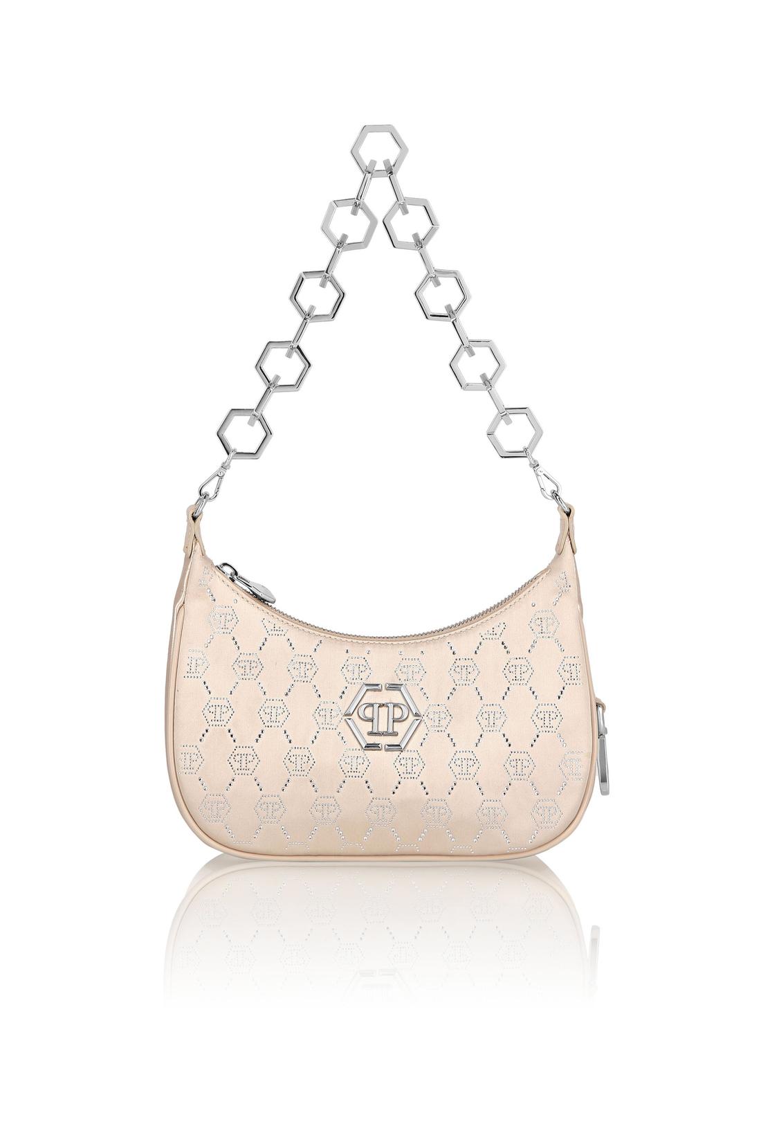Satin Shoulder Bag Monogram Strass