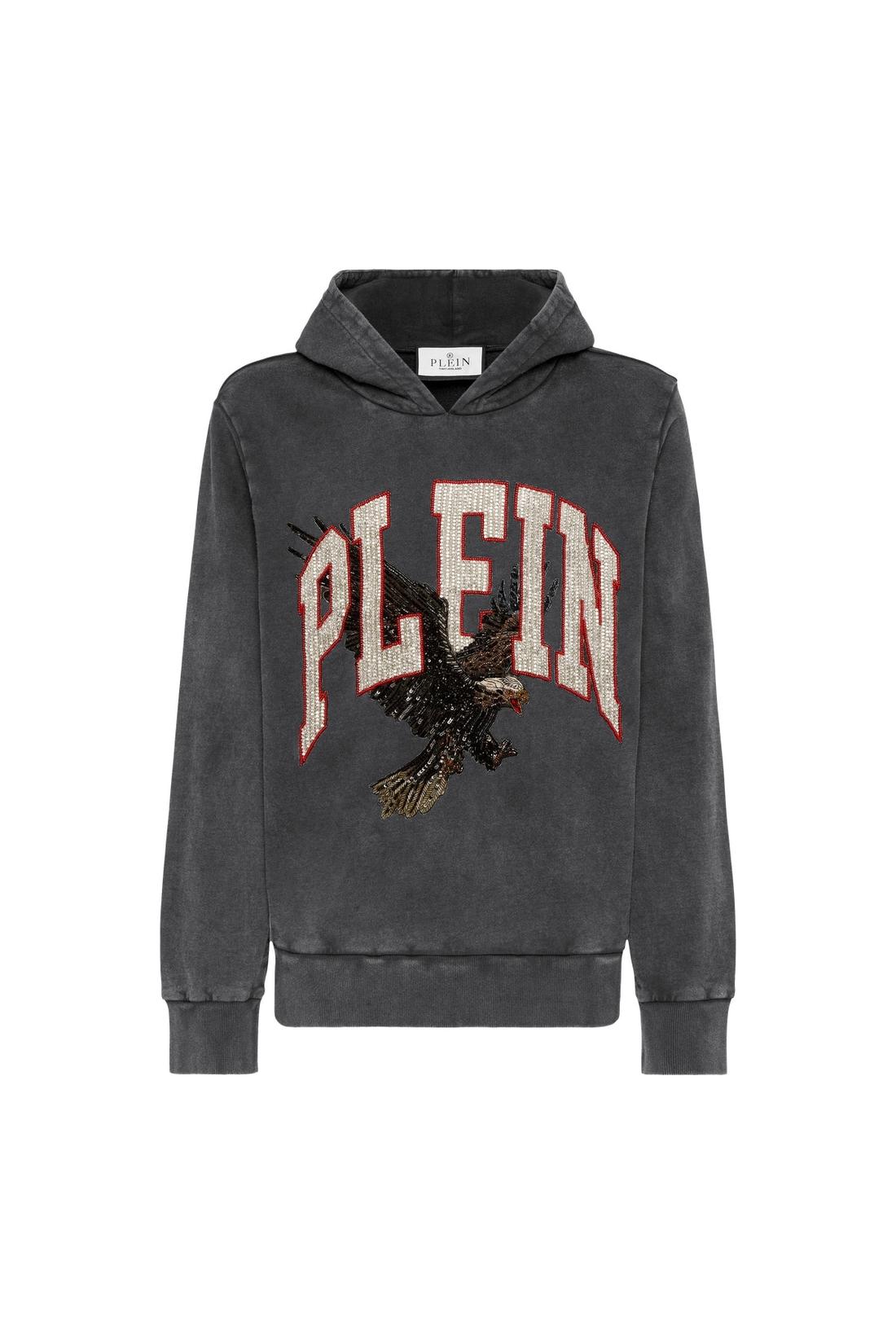 Philipp Plein Washed Hoodie Sweatshirt Plein Eagle, Strick & Pullover