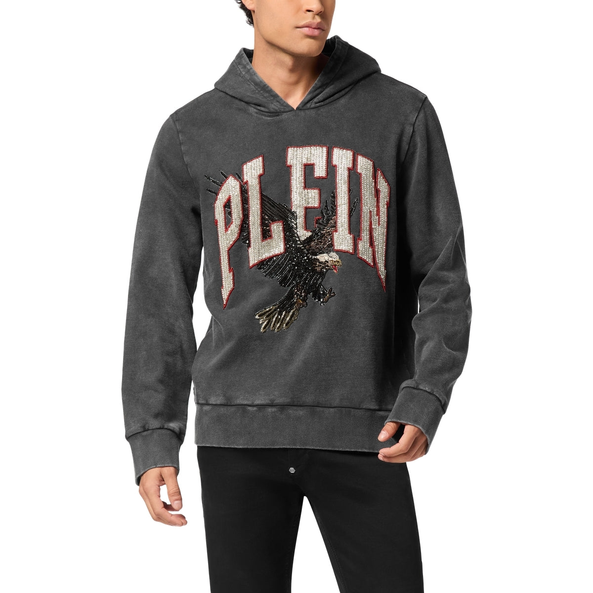 Washed Hoodie Sweatshirt Plein Eagle