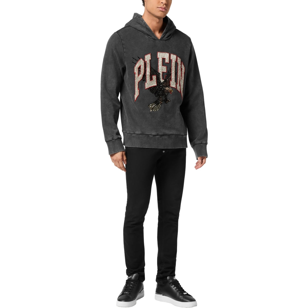 Washed Hoodie Sweatshirt Plein Eagle