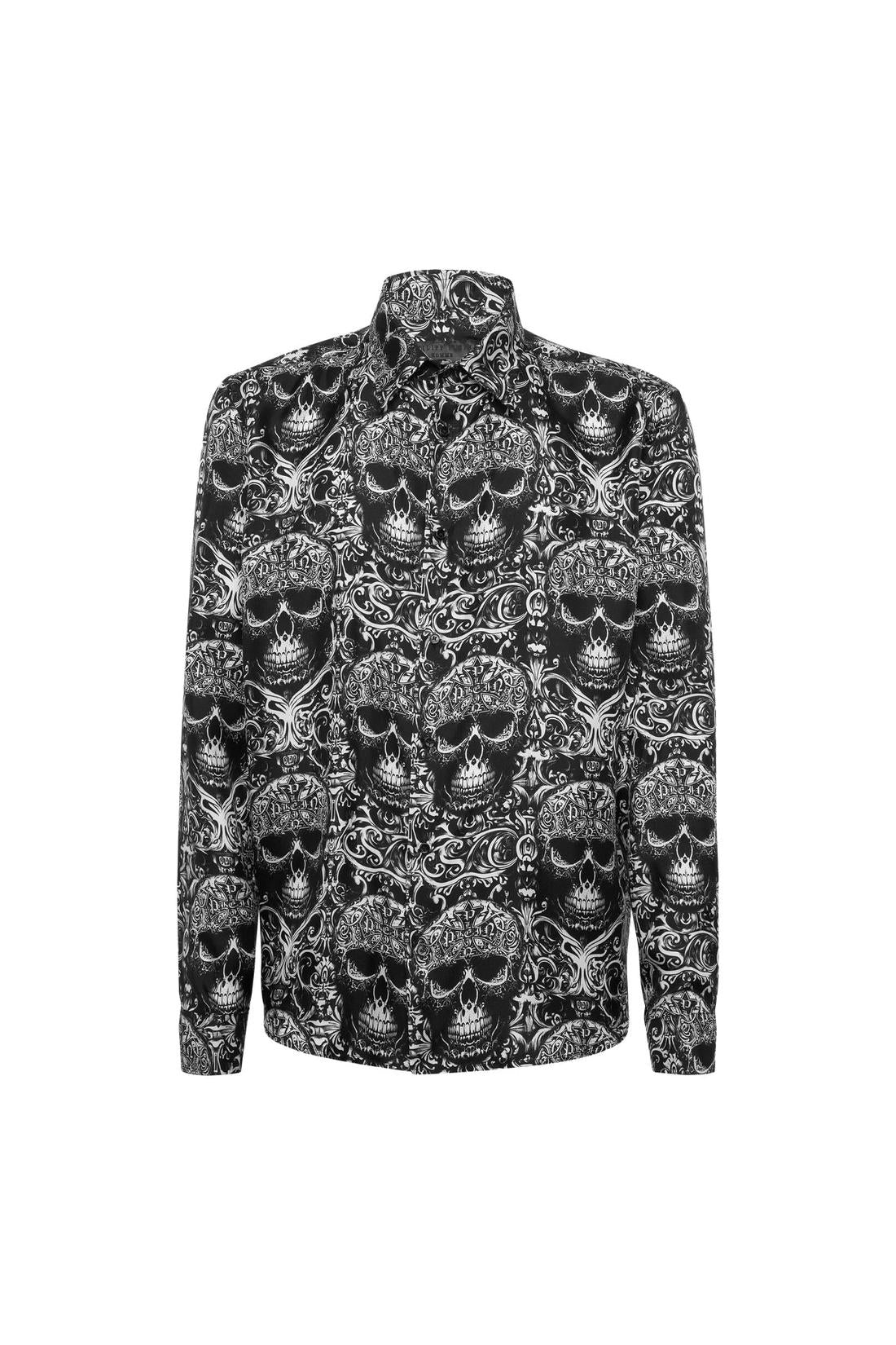 Philipp Plein Printed Silk Shirt All Over Skull, Shirts
