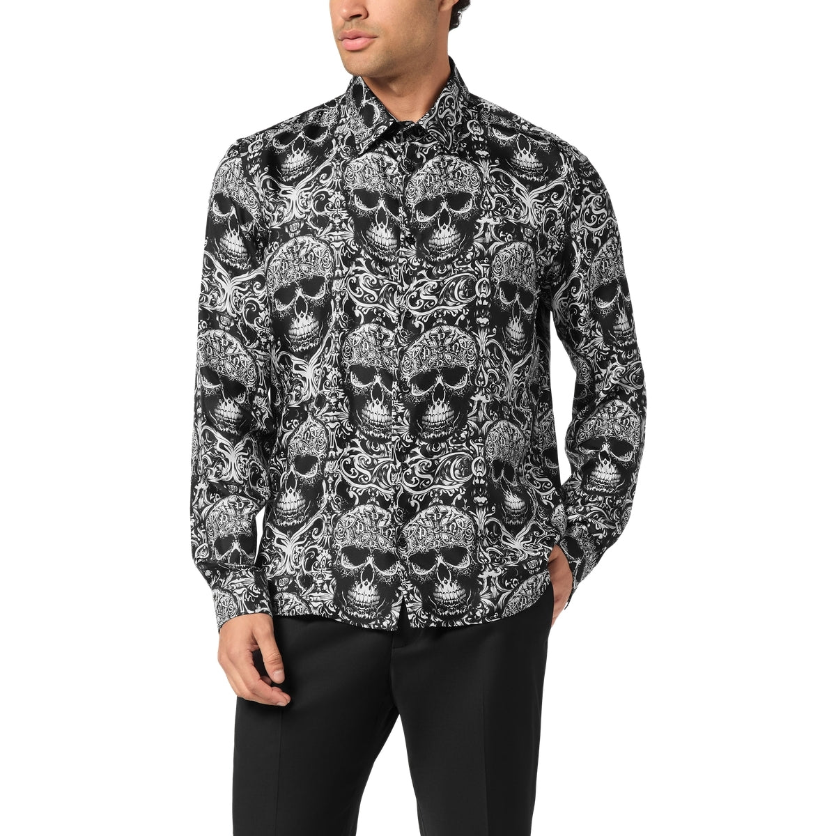 Printed Silk Shirt All Over Skull