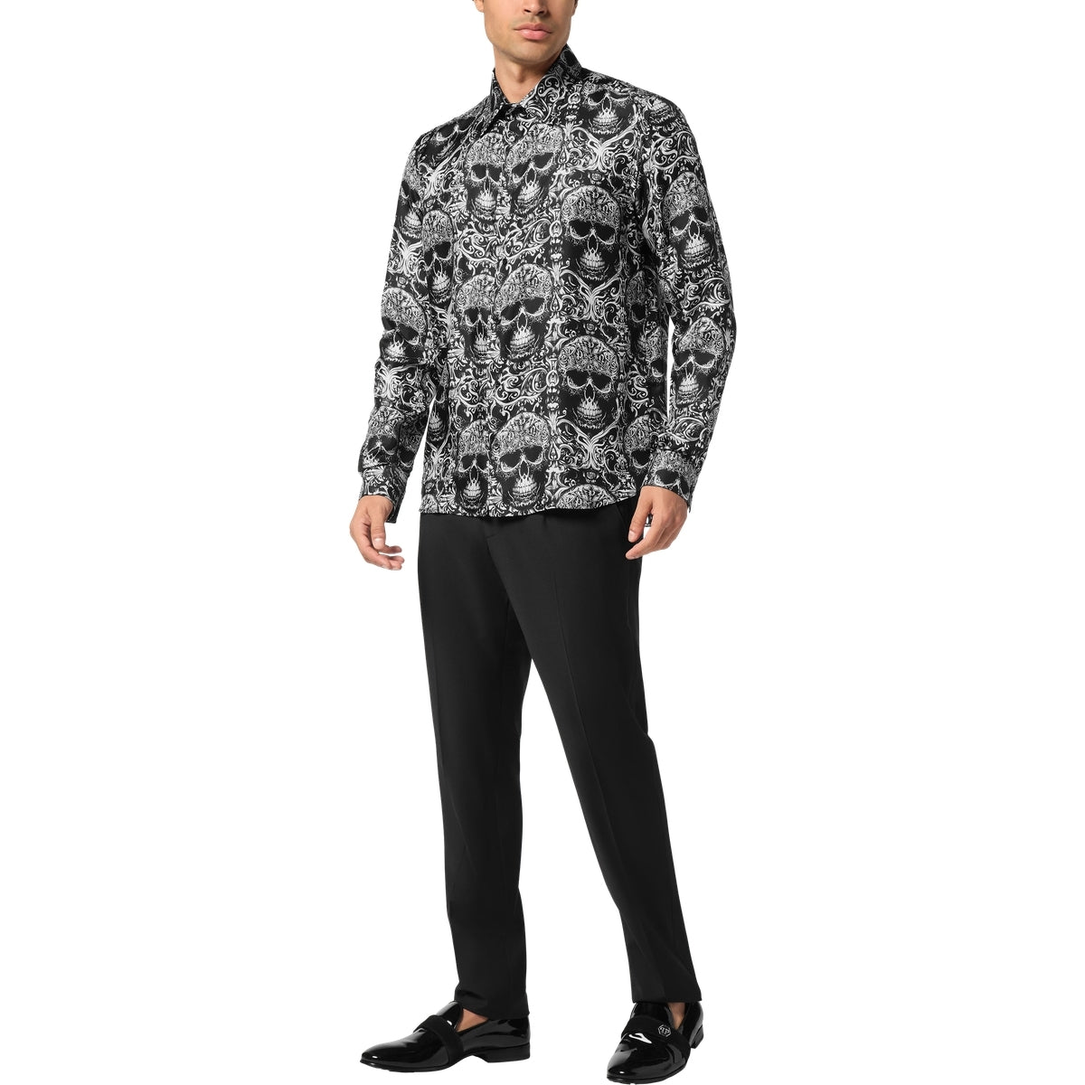 Printed Silk Shirt All Over Skull