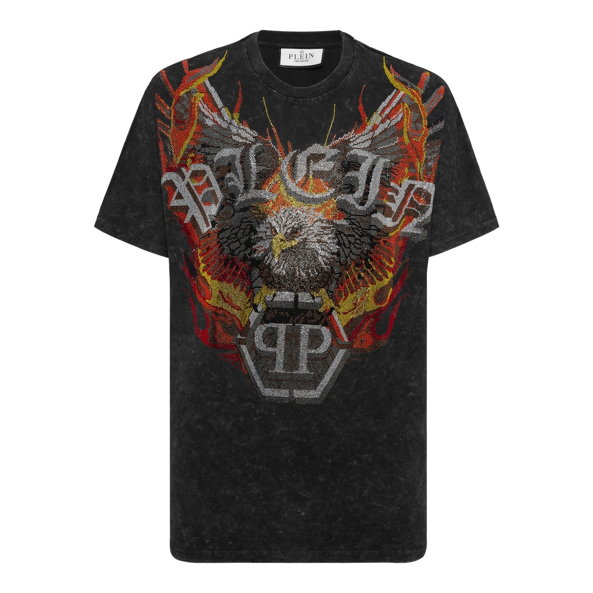 Washed Kimono Cut T-Shirt Eagle Crystal
