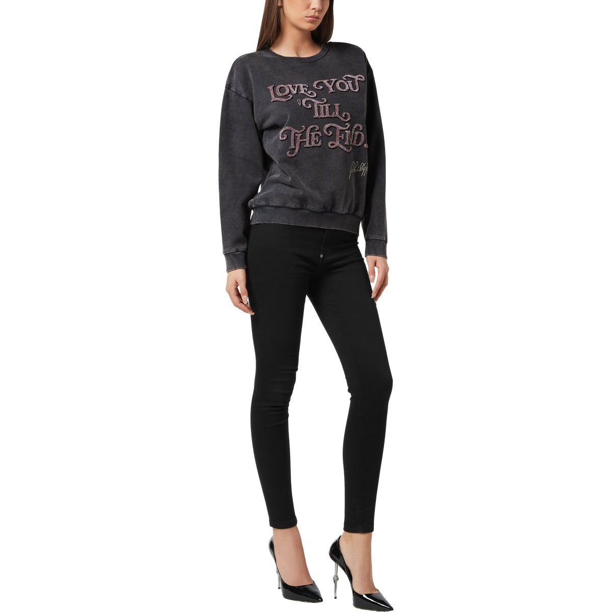 Open Back Roundneck Sweatshirt Love Plein