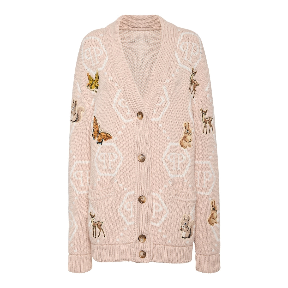 Long Oversized Cardigan with Fairy Embroidery
