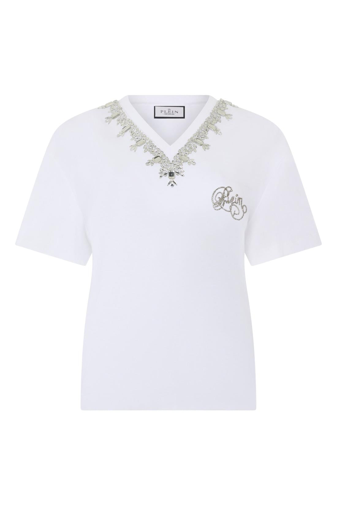 Philipp Plein Man Fit V-Neck T-Shirt Crystals, Shirts