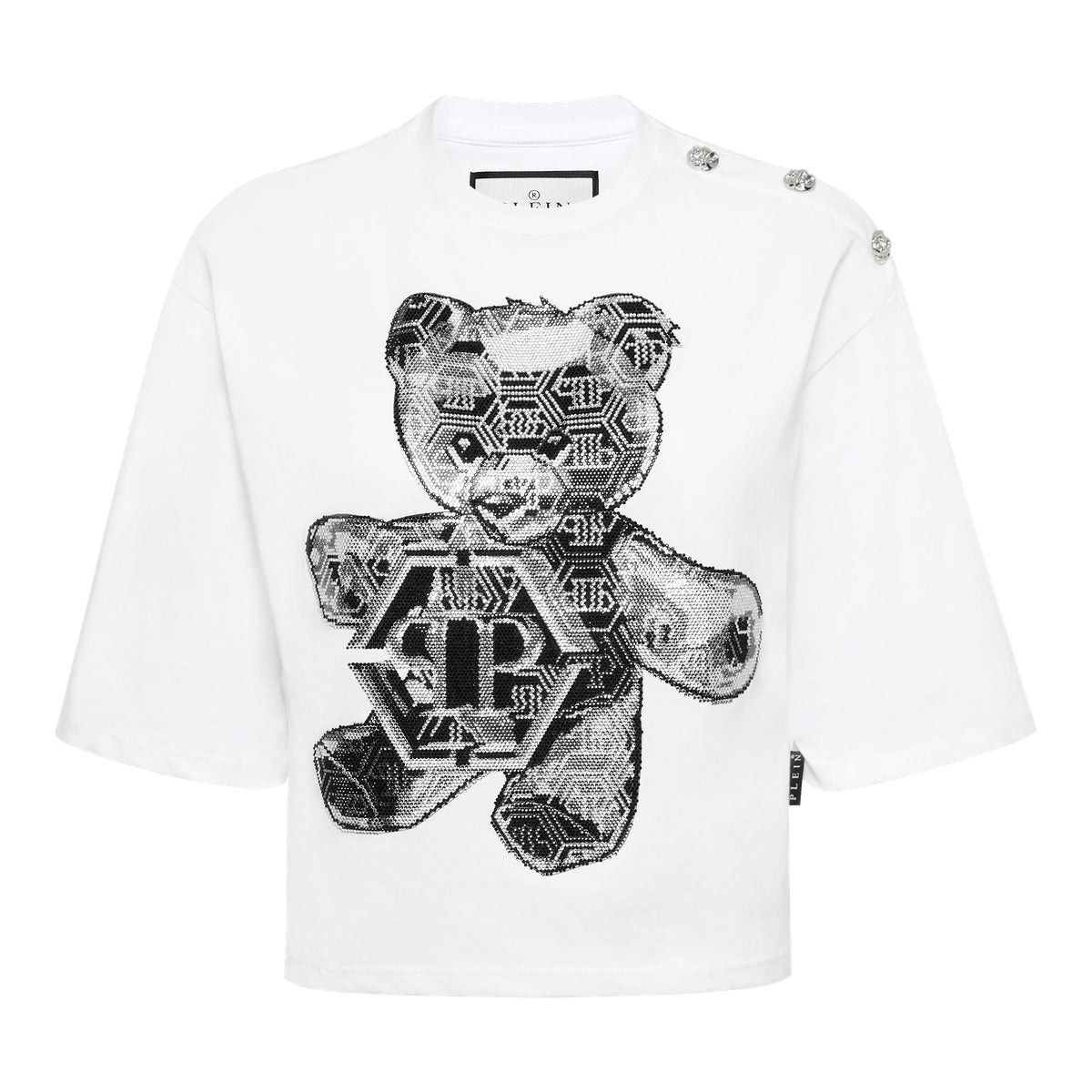 Cropped Round Neck T-Shirt 3D Teddy