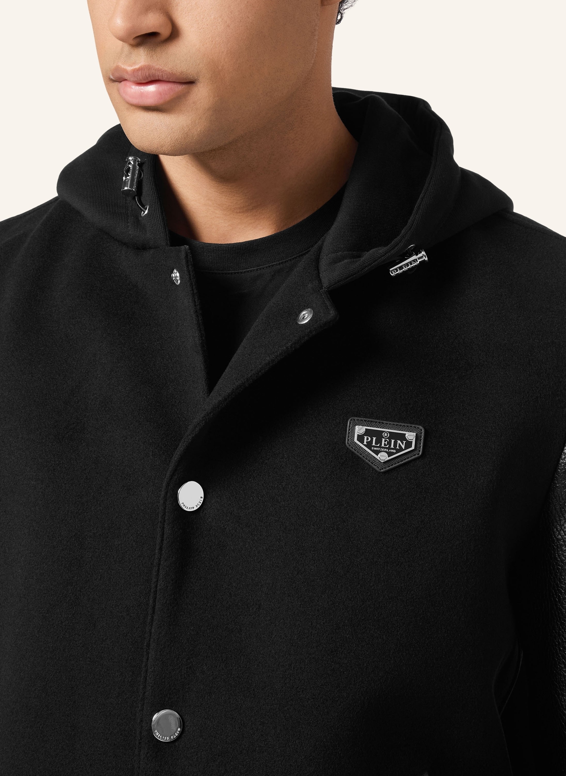 Hooded Varsity Bomber Jacket