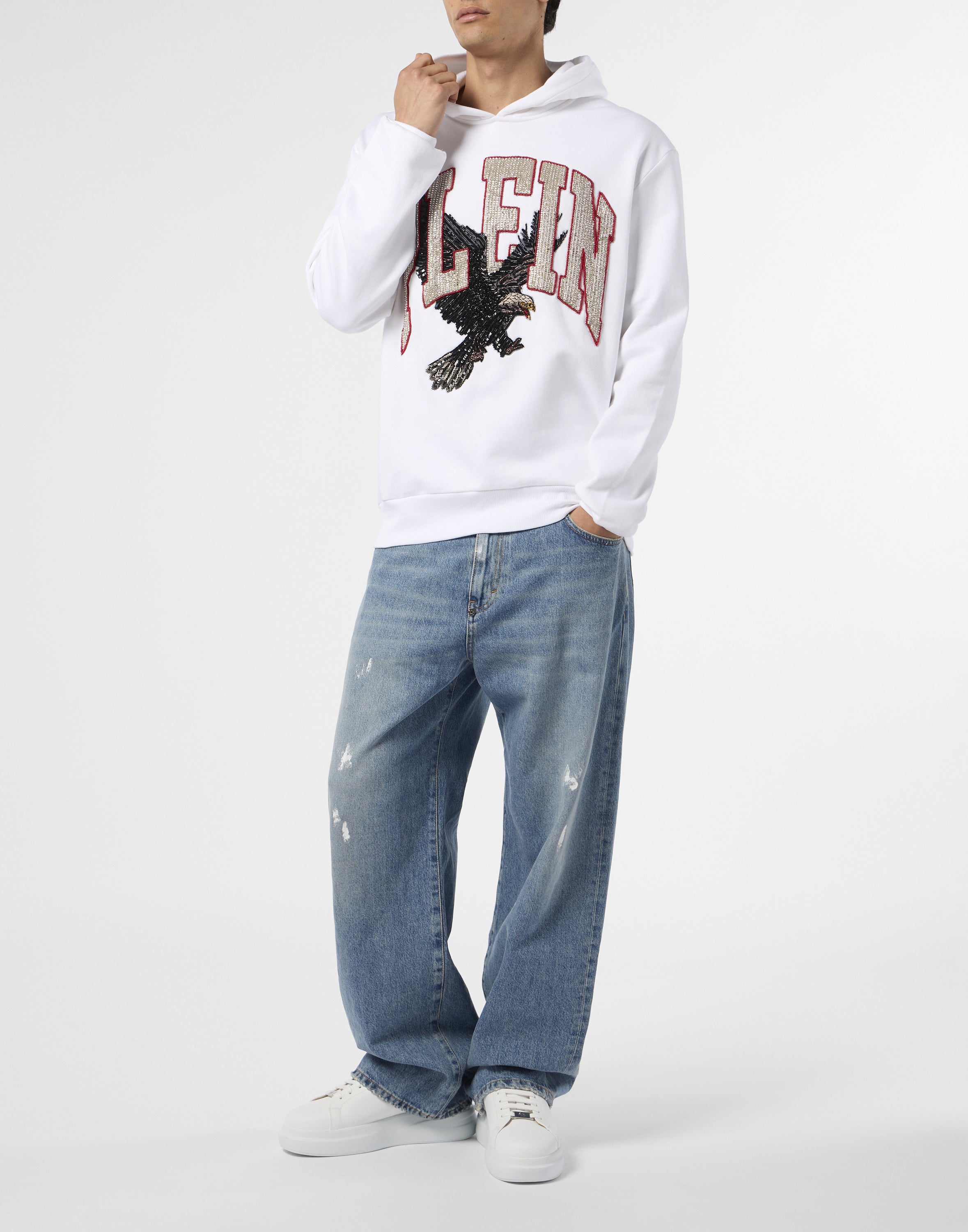 Washed Hoodie Sweatshirt Plein Eagle