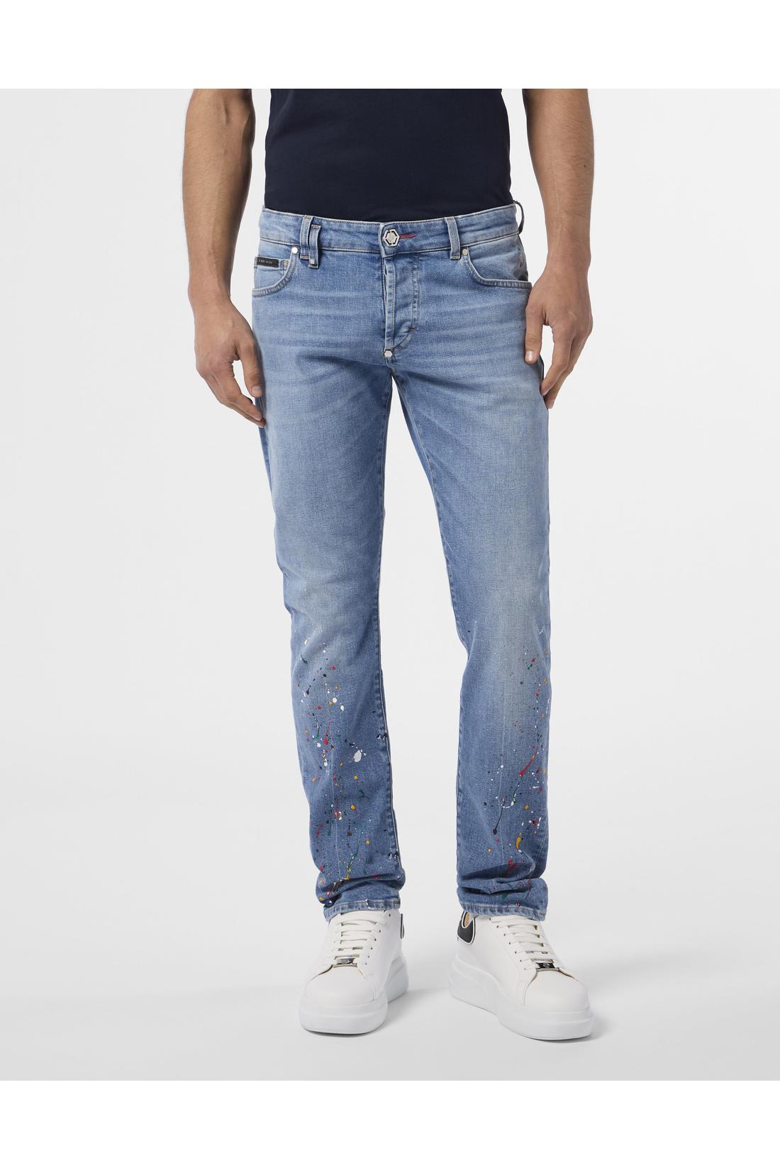 Philipp Plein Super Straight Cut Jeans Paint, Jeans