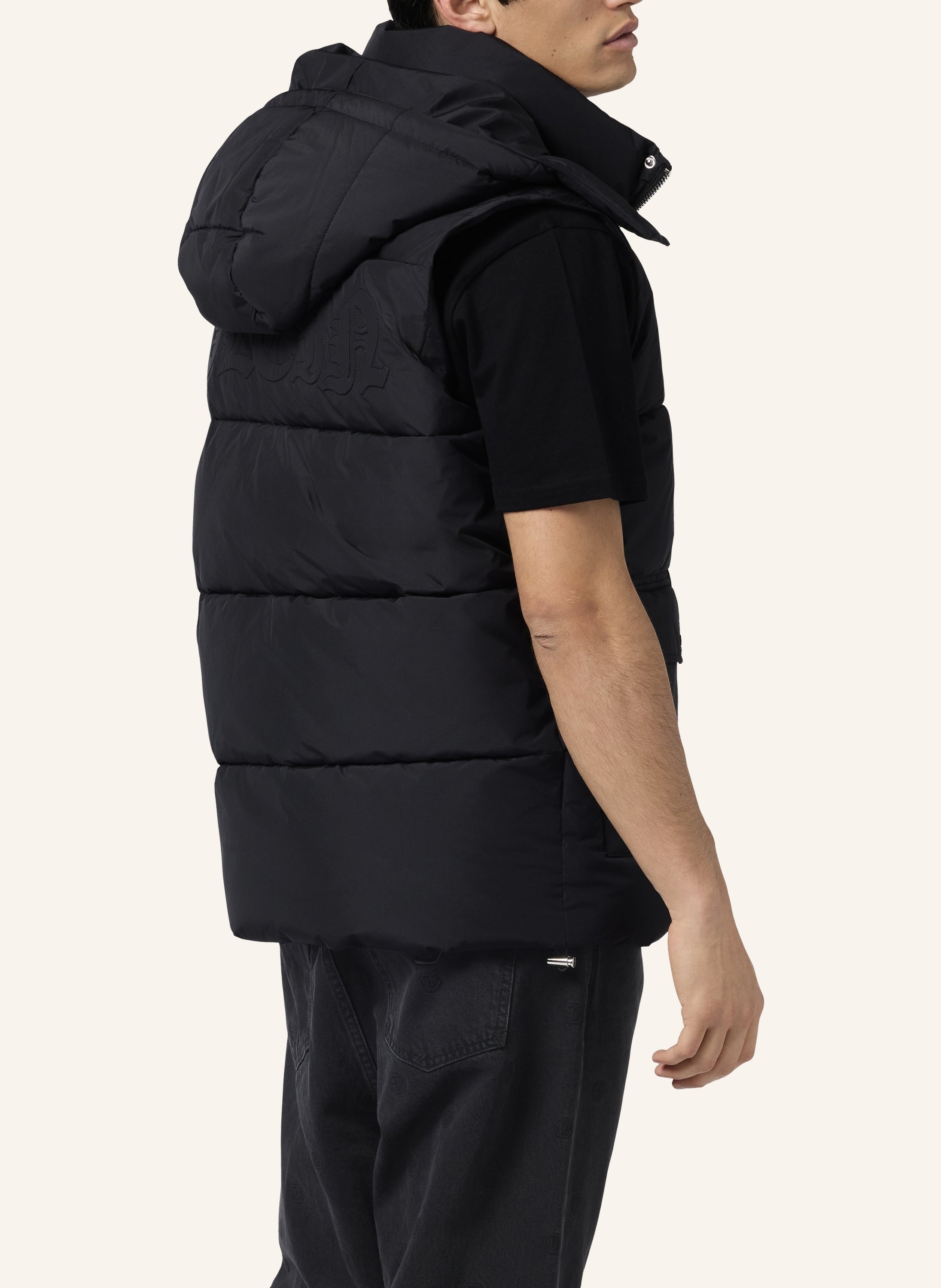 Nylon Puffer Vest Gothic Plein